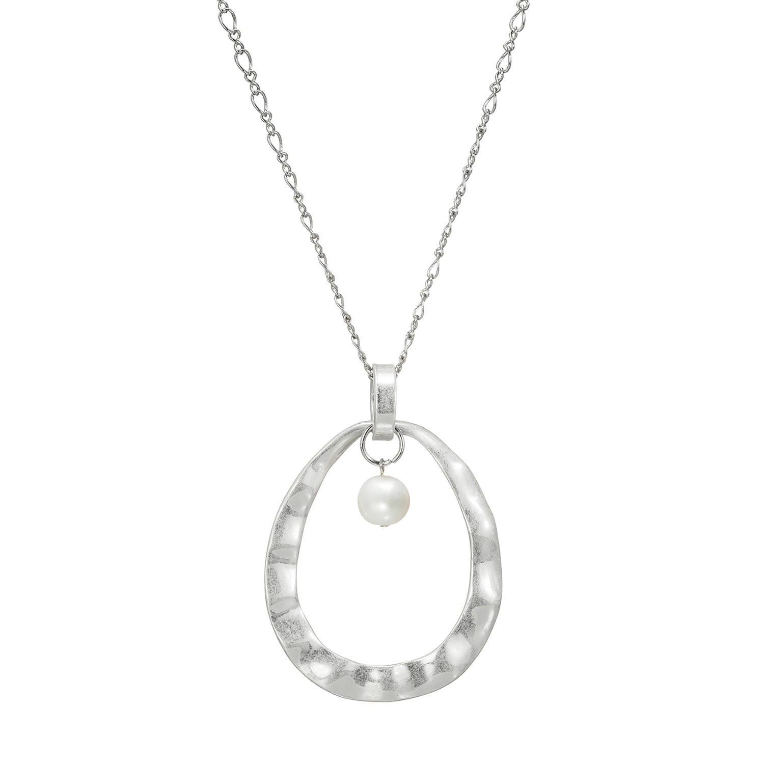 エアリーフェアリー 淡水パール しずくメタルモティーフ モダンアート ロングペンダント