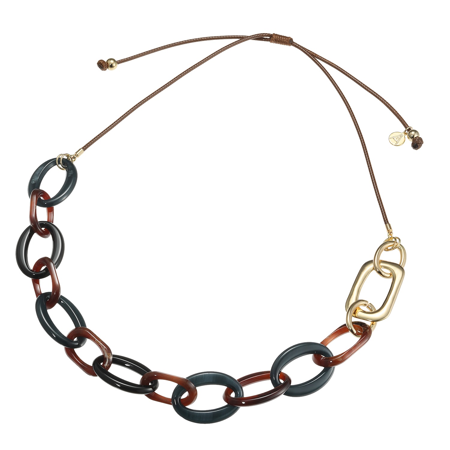 エアリーフェアリー メタルパーツアクセント ワイドアクリルチェーン スタイリッシュ ロングネックレス