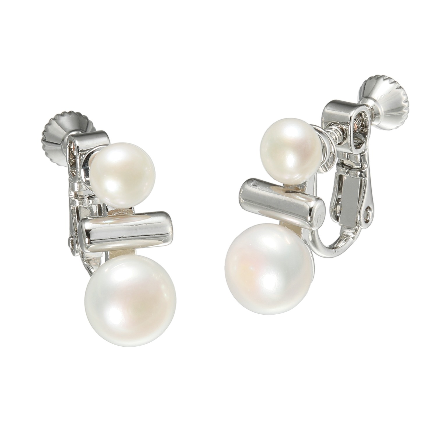 エアリーフェアリー ツインズ淡水パール プチメタルアクセント イヤリング／ピアス