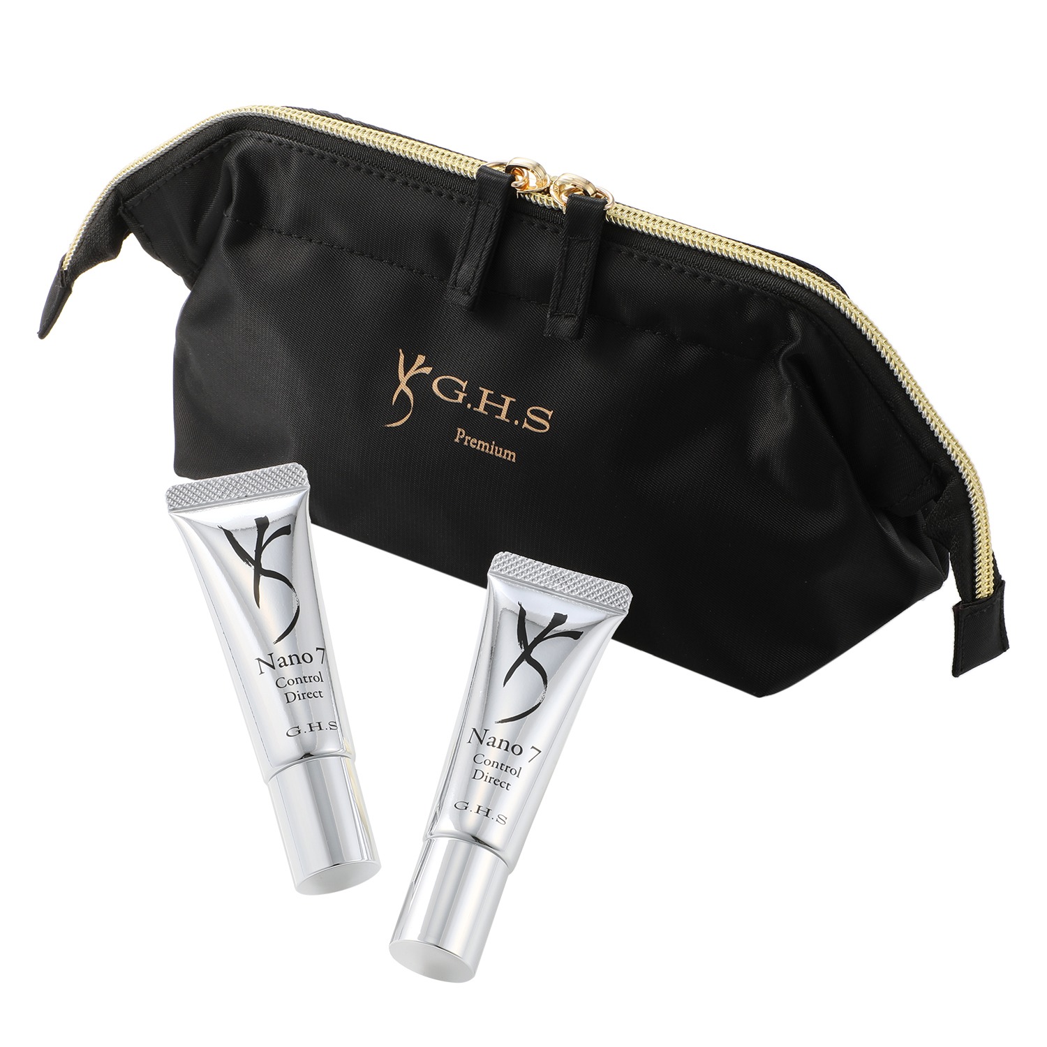 ジーエイチエス 独自技術を用いて開発 ハリ潤いのある頭皮へ ナノ　７ コントロール　ダイレクト ２本ポーチ付特別セット