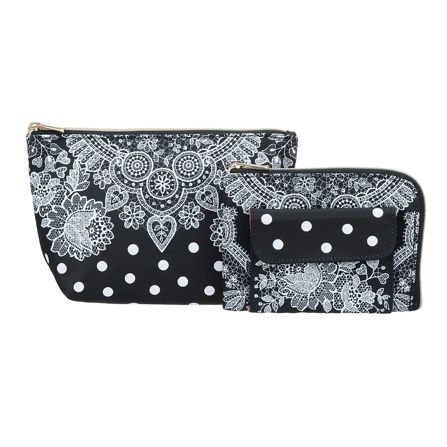 ジュエルレース バイ　ブルーミング レースプリント ミニウォレット ＆コスメポーチ