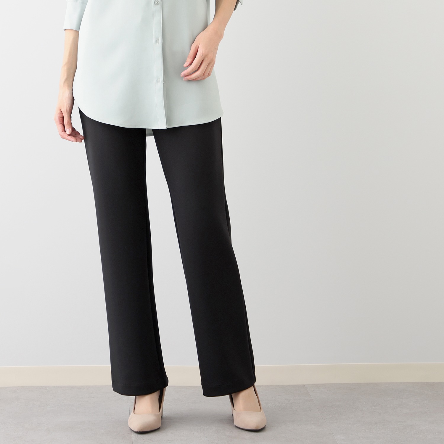 ＜股下７５ｃｍ＞上質ごこち 静電気防止 セミフレアーパンツ