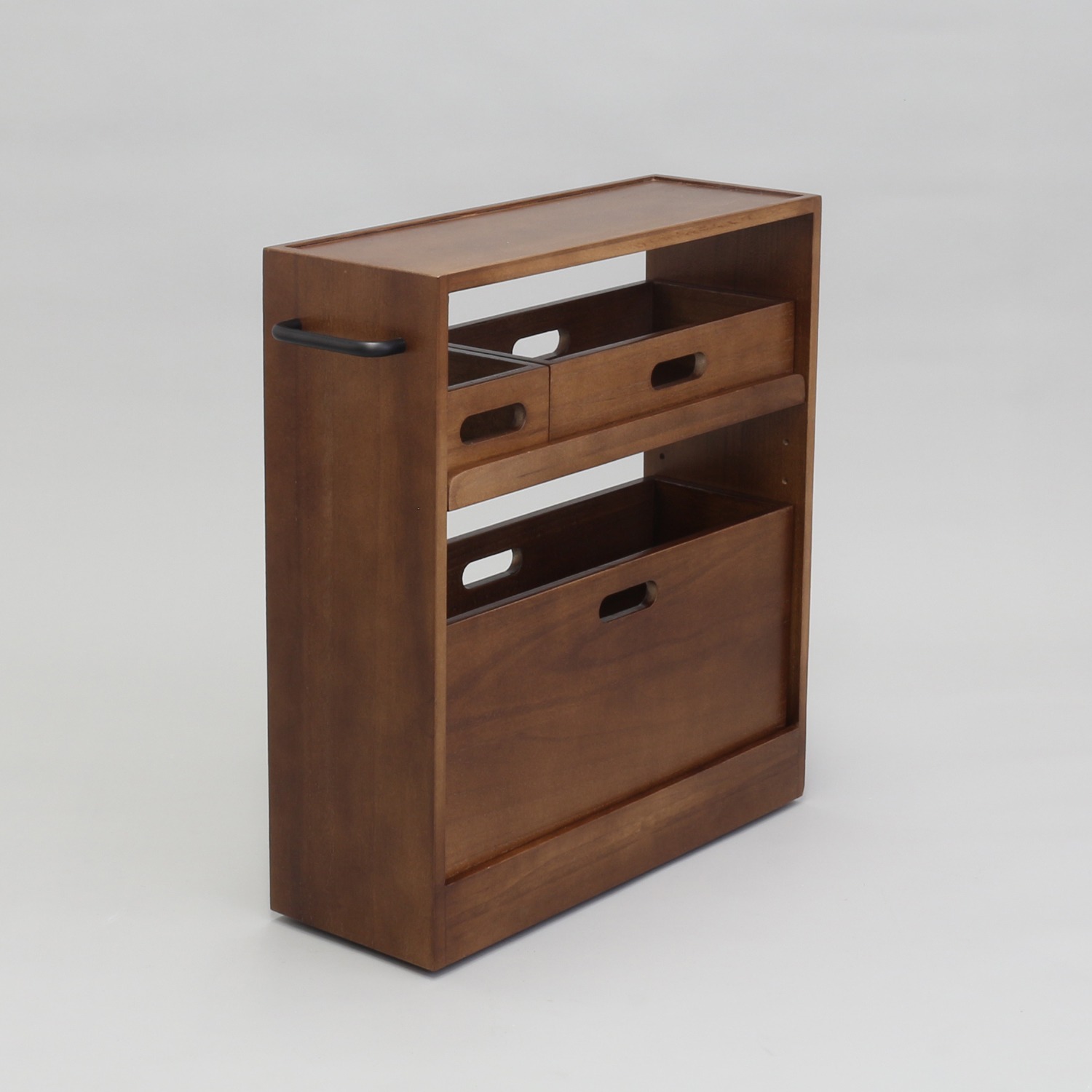 ＜スタンダード＞組み立て不要 トレイ付 天然木・桐製 スッキリすき間ワゴン 