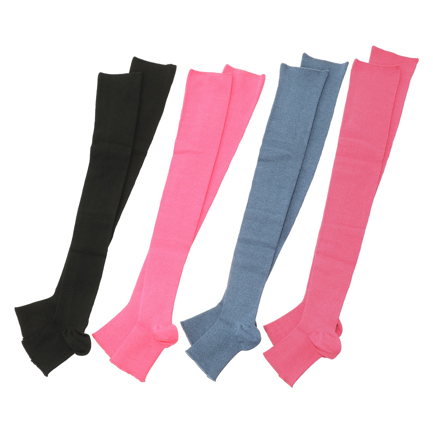 リオッサ 足首キュッ！ ひざ裏ゆったりの快適着圧 寝るときソックスＩＶ ４足セット ＜つま先なしタイプ ・カラーアソート＞