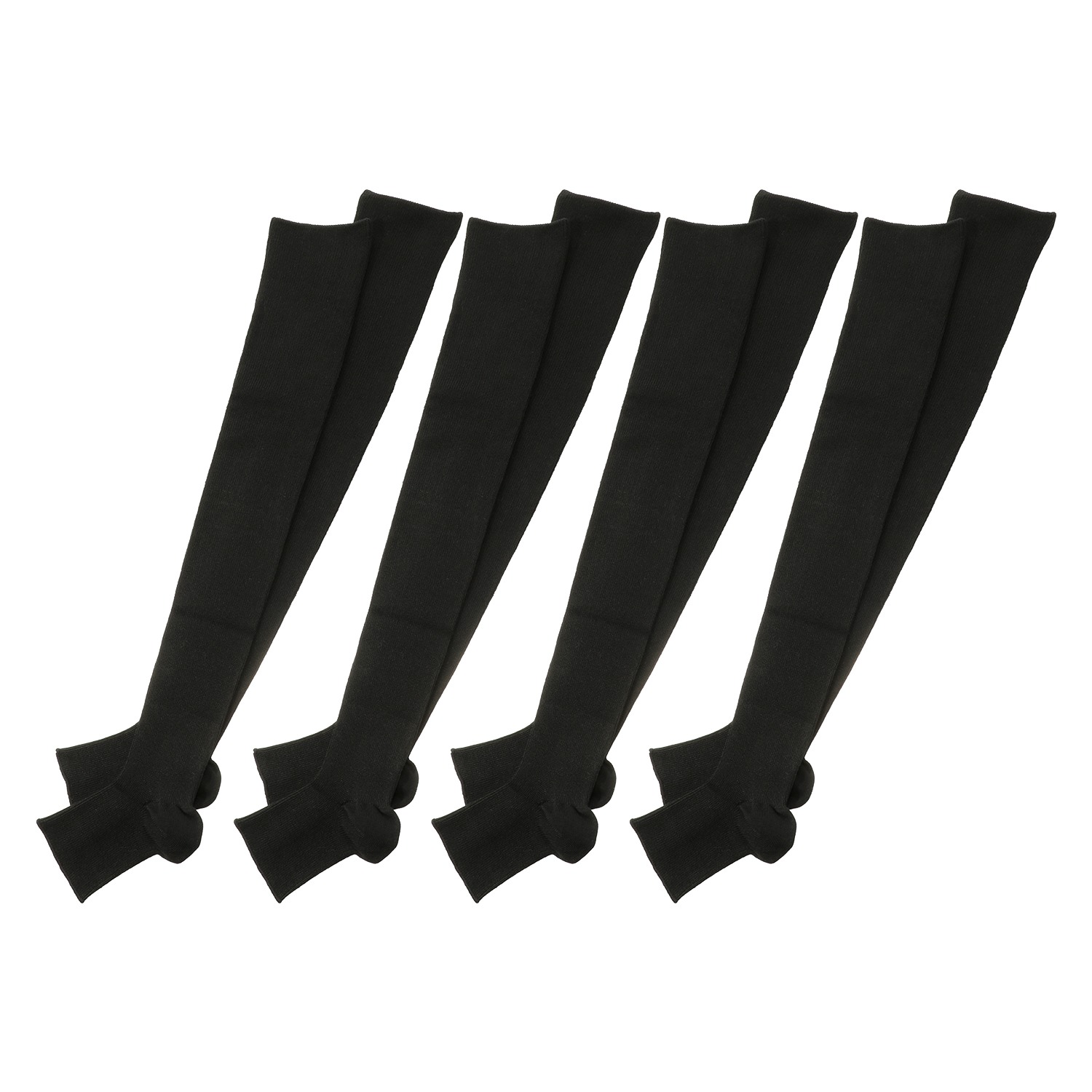 リオッサ 足首キュッ！ ひざ裏ゆったりの快適着圧 寝るときソックスＩＶ ４足セット ＜つま先なしタイプ・黒＞