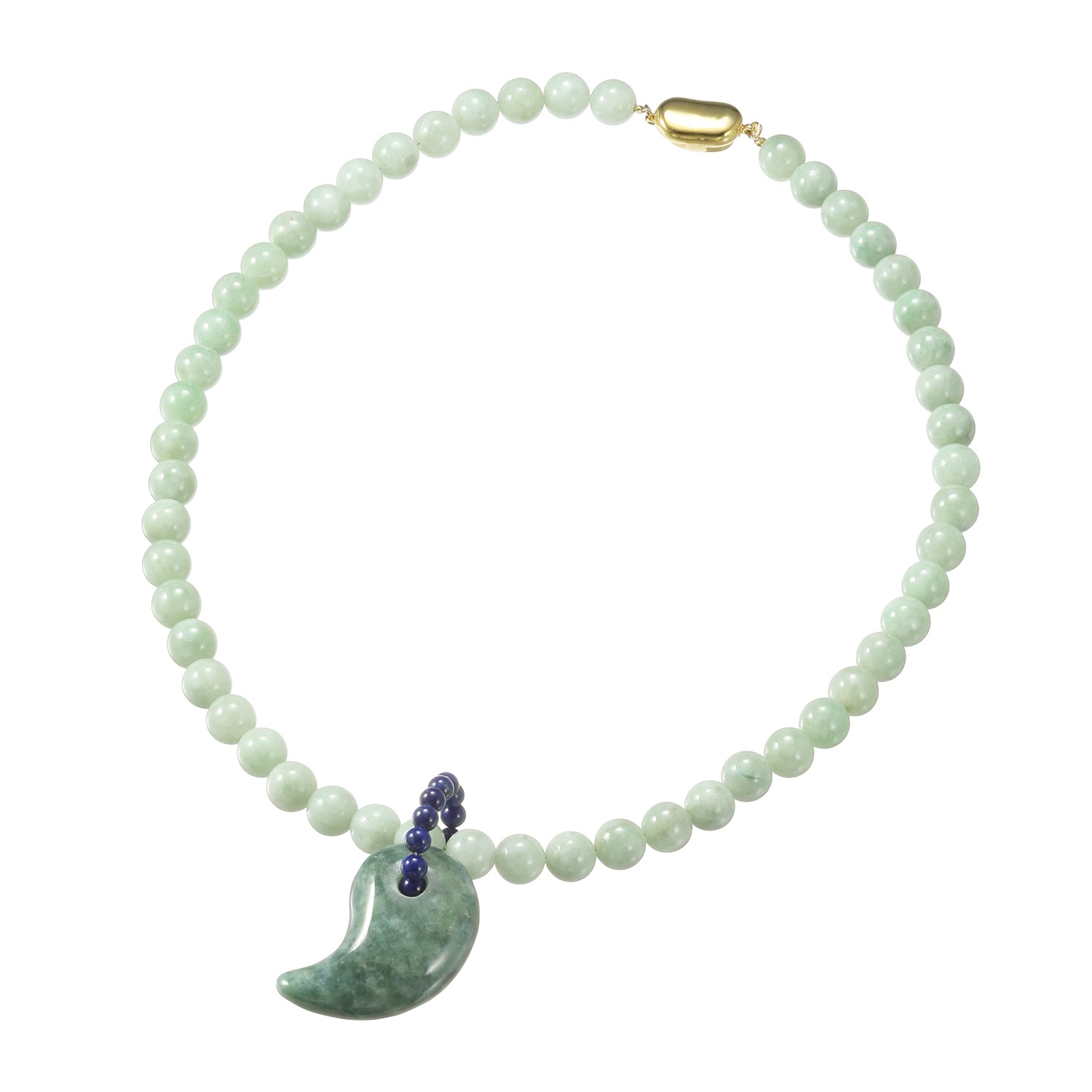 マスターストーン 無着色本翡翠＆ラピスラズリ 勾玉ペンダント