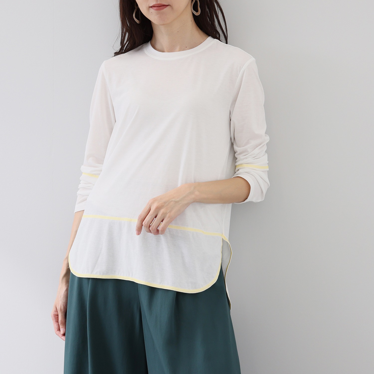 アンリック　オー　ブルー ヌーディ天竺 ステッチアクセント シャツテールプルオーバー