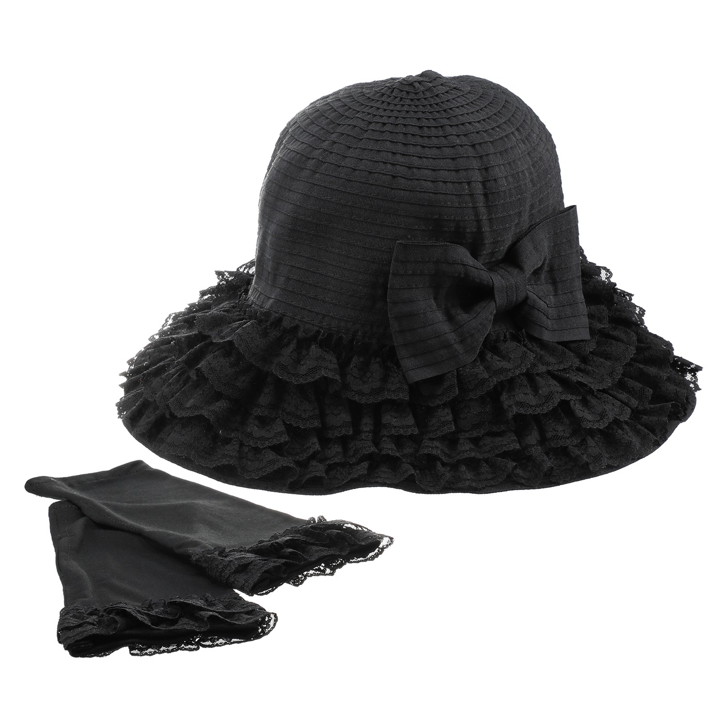 ラ　ルイス ＵＶカット レーシーハット＆ ＵＶカット レースショート手袋