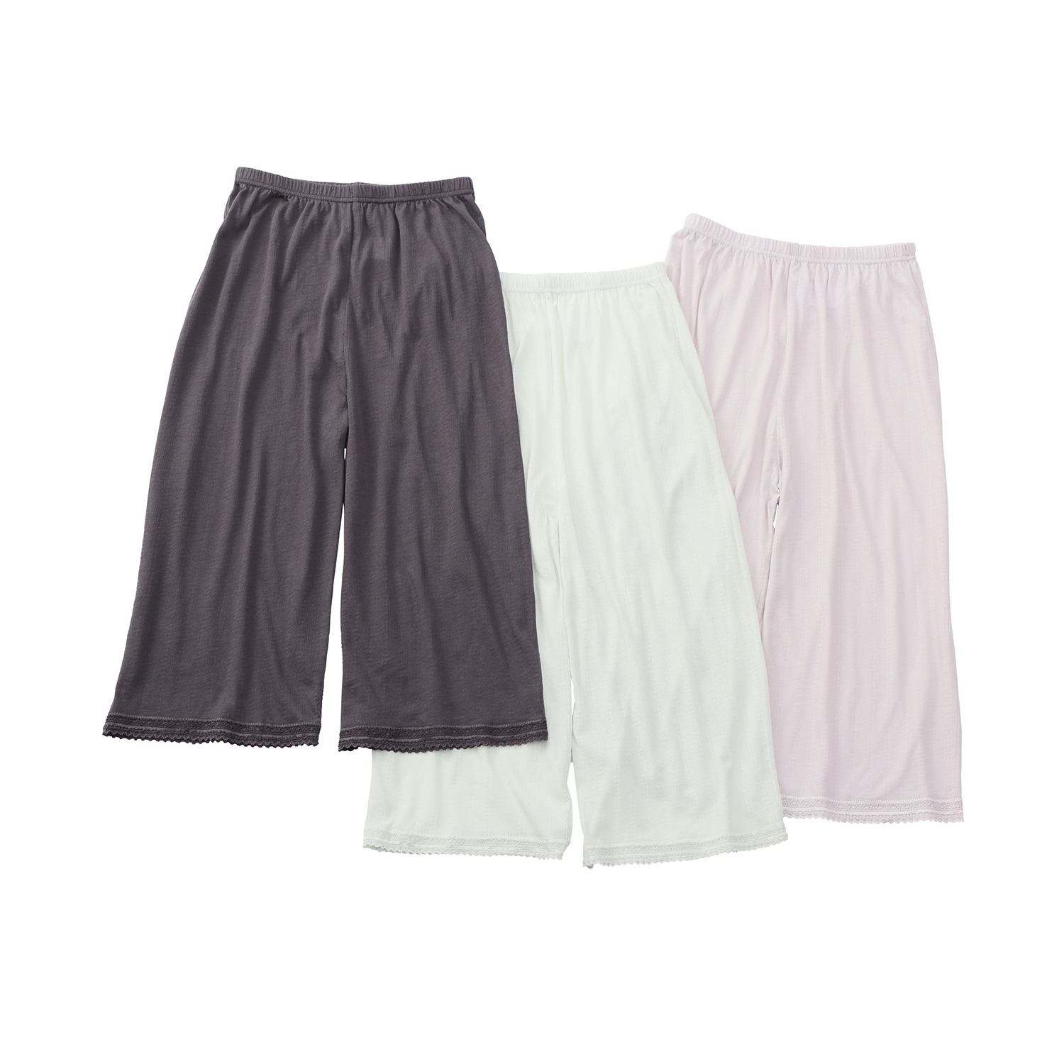 ジュエル 抗菌防臭 コットン１００％ エアリーメッシュ ロングペチパンツ ３枚セット