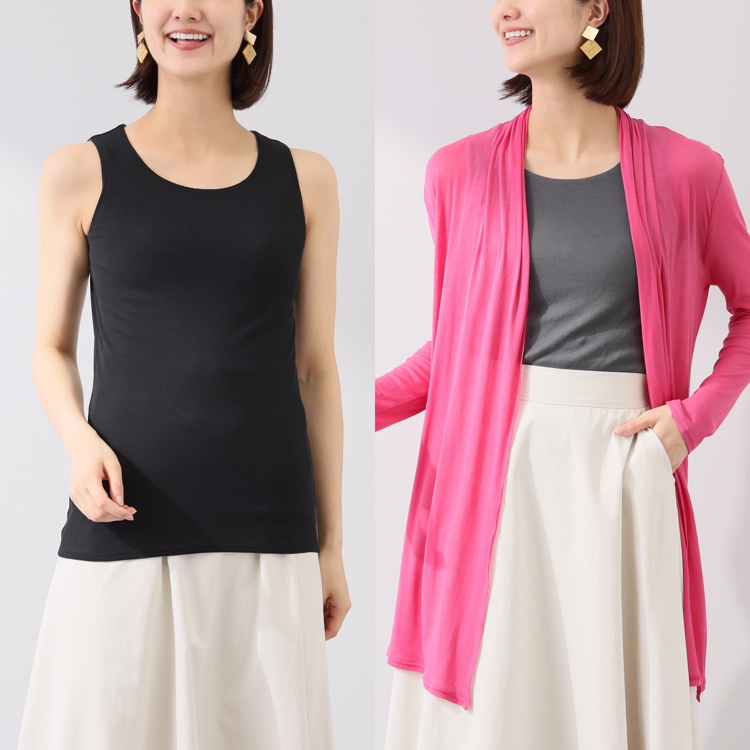 天使の綿シフォン スリムシルエット ラウンドネック リバーシブルプルオーバー