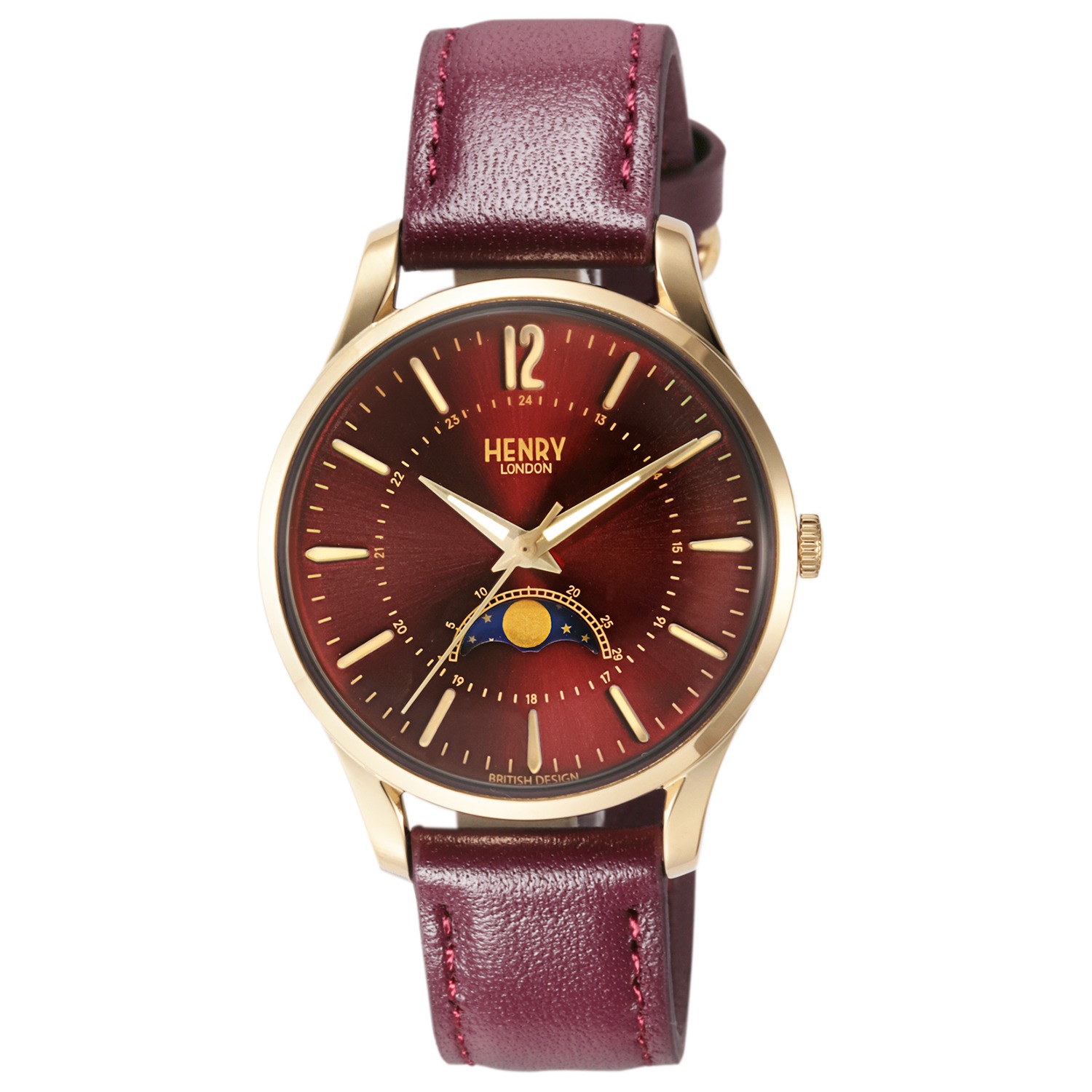 ヘンリーロンドン ホルボーン ダブルドームレンズ ラウンドフェイス レザーベルトウォッチ