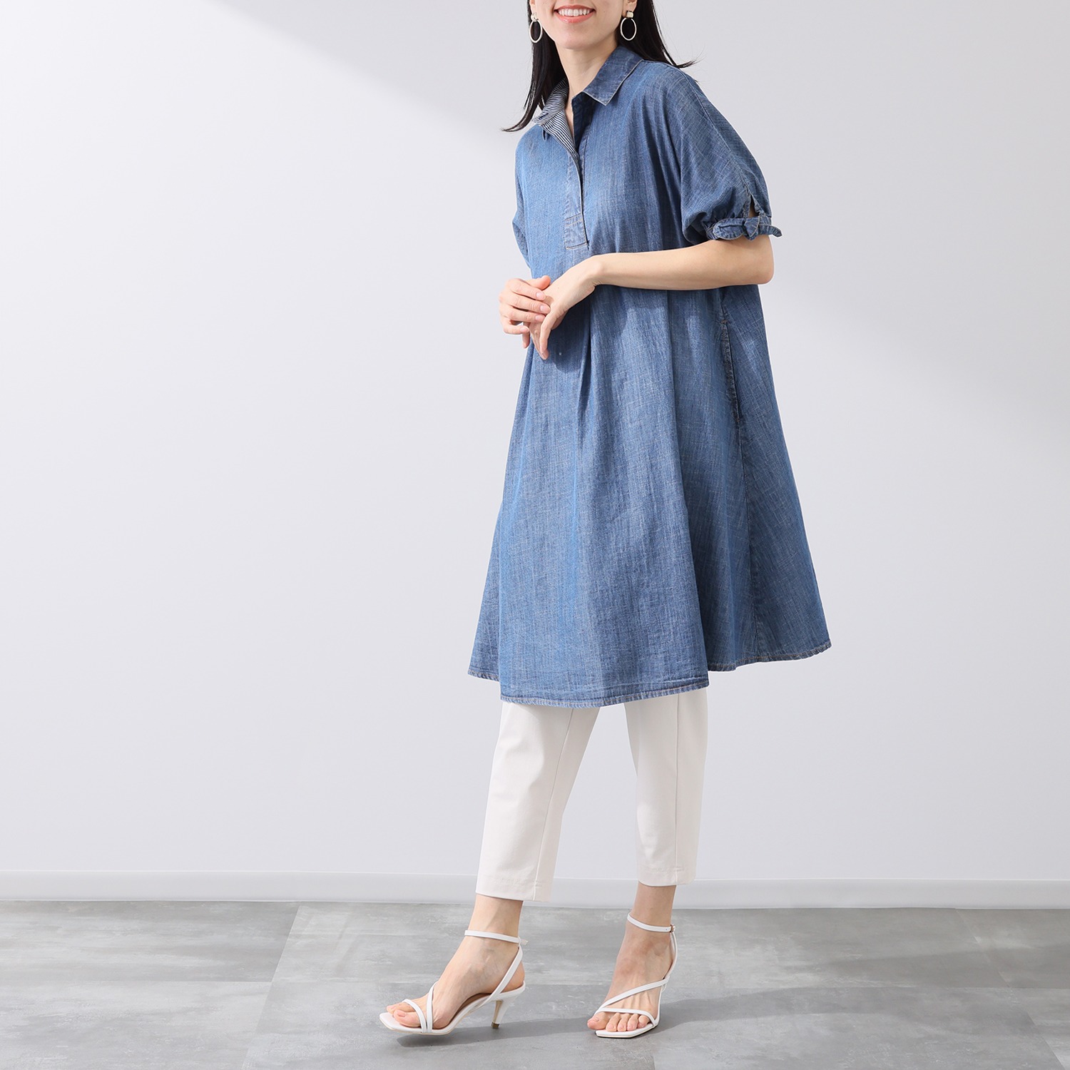 ダジュール デニム 袖リボン ワンピース