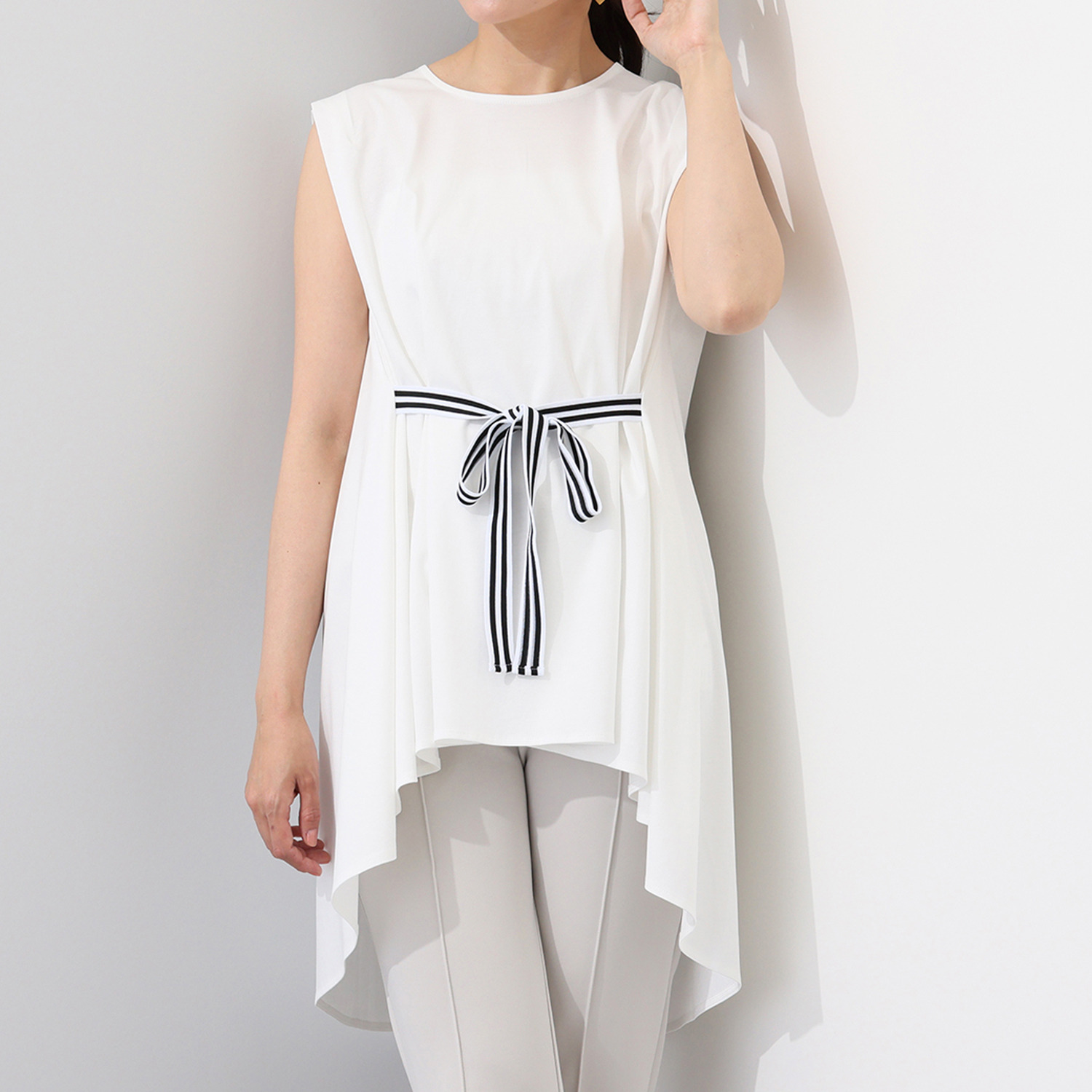 アンリック　オー　ブルー コットンスムース マジックスリーブ フレアーチュニック