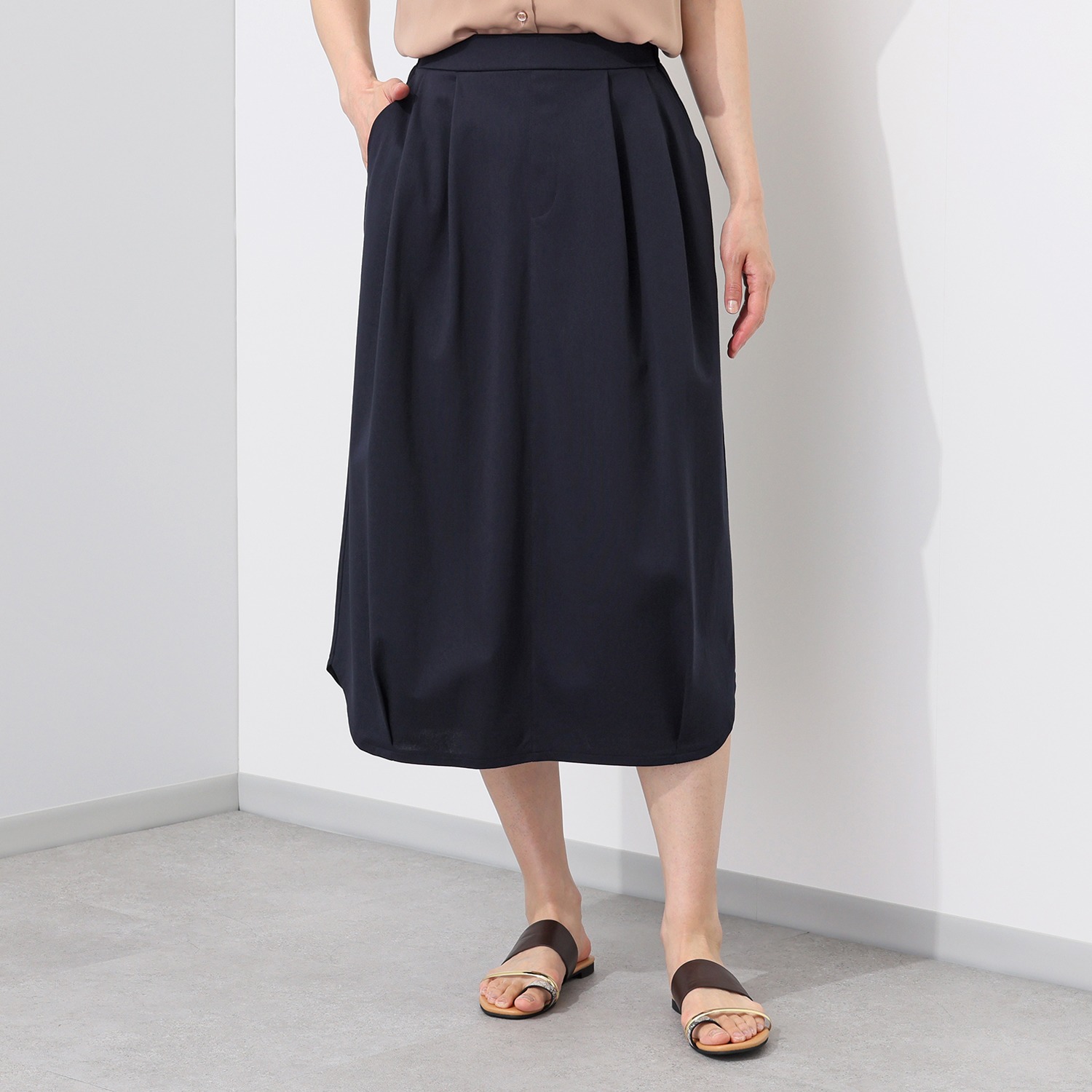 アンダモン ＵＶカット・接触冷感 綿１００％トリコット コクーンスカート