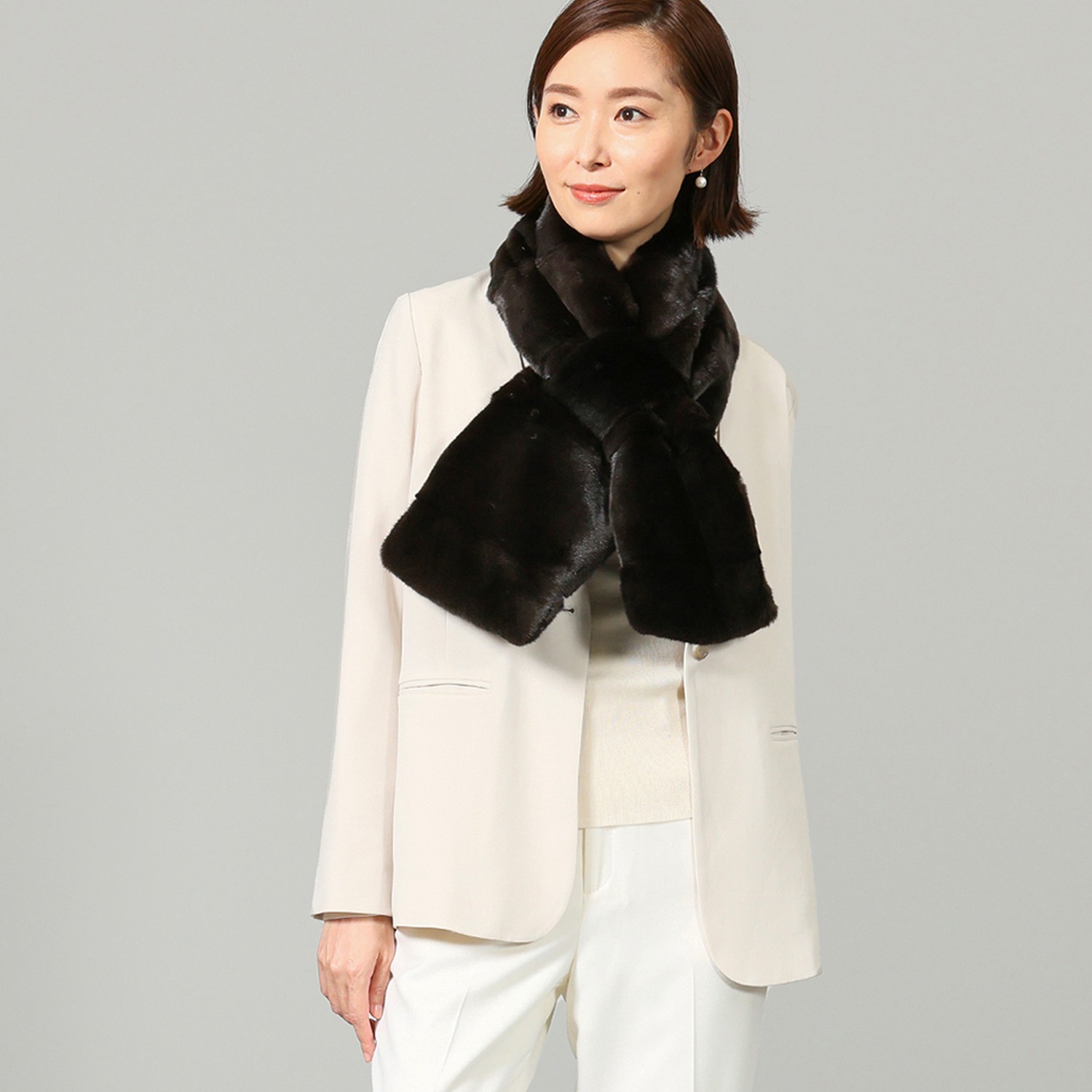 ミンク　ストール ミンク キャンディーストール フォックスベルト付き ストール