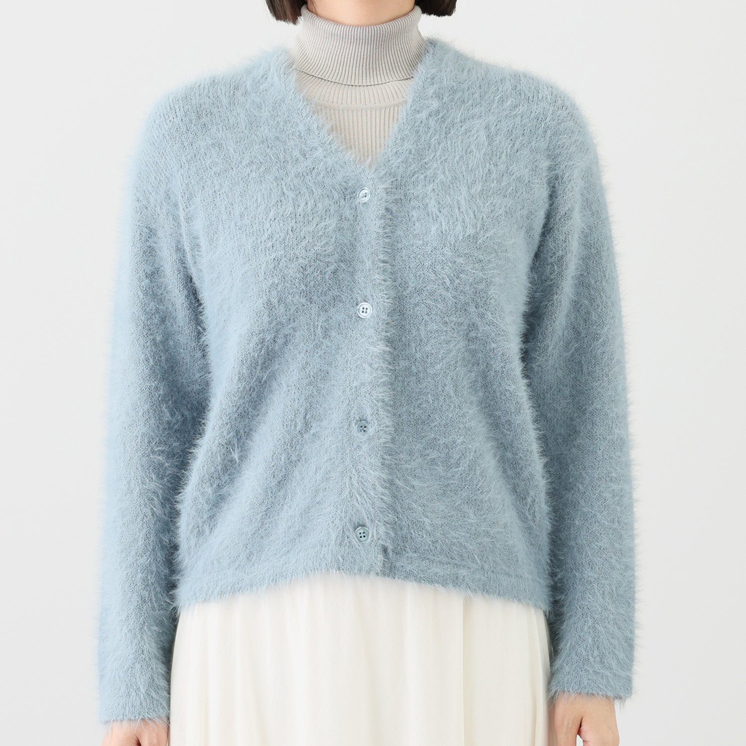 ルクオーレ Ｖネック シャギーニット カーディガン