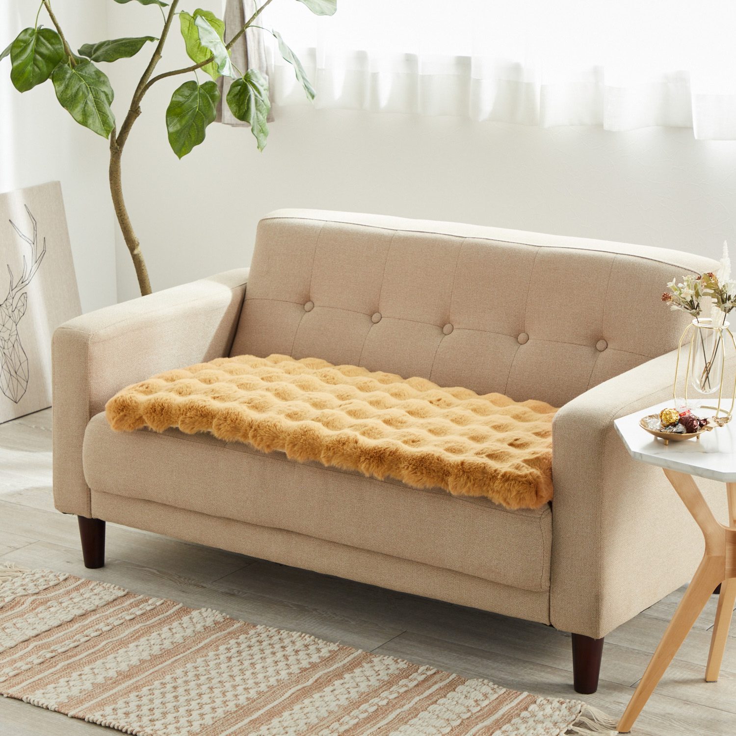 ソファーの座面に敷いて 快適な座り心地復活！ なめらかふわふわ ファータッチ 復活ソファーシート ＜２人掛用＞