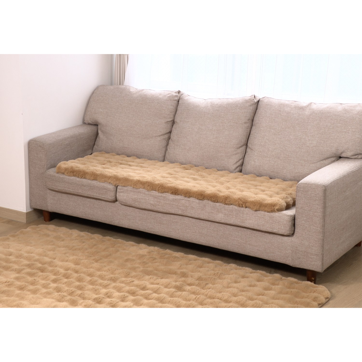 ソファーの座面に敷いて 快適な座り心地復活！ なめらかふわふわ ファータッチ 復活ソファーシート ＜３人掛用＞