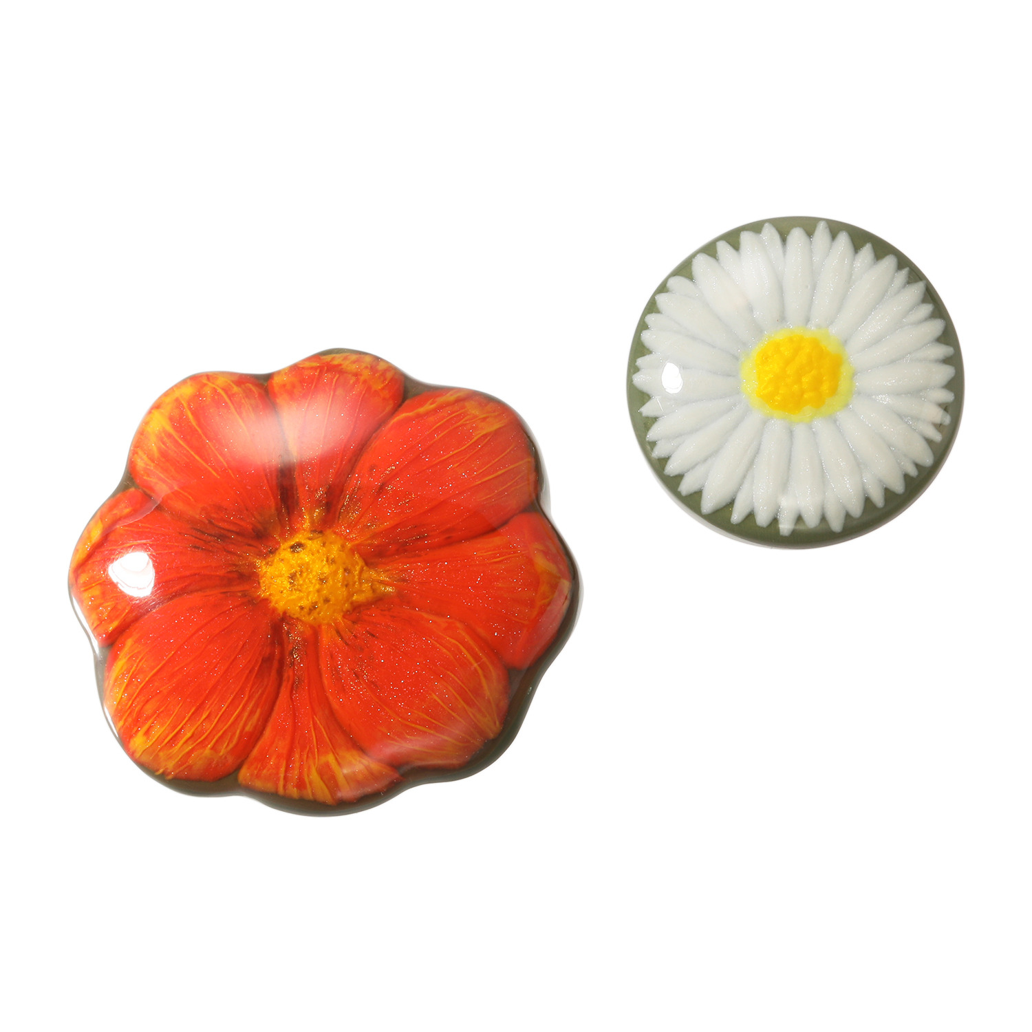 シスカ レジン フラワーモティーフ ブローチ２点セット