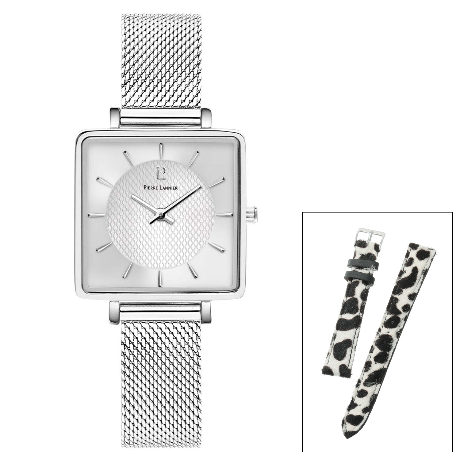 ピエール・ラニエ 着せ替えベルト付 スクエアフェイスウォッチ “レカレ”