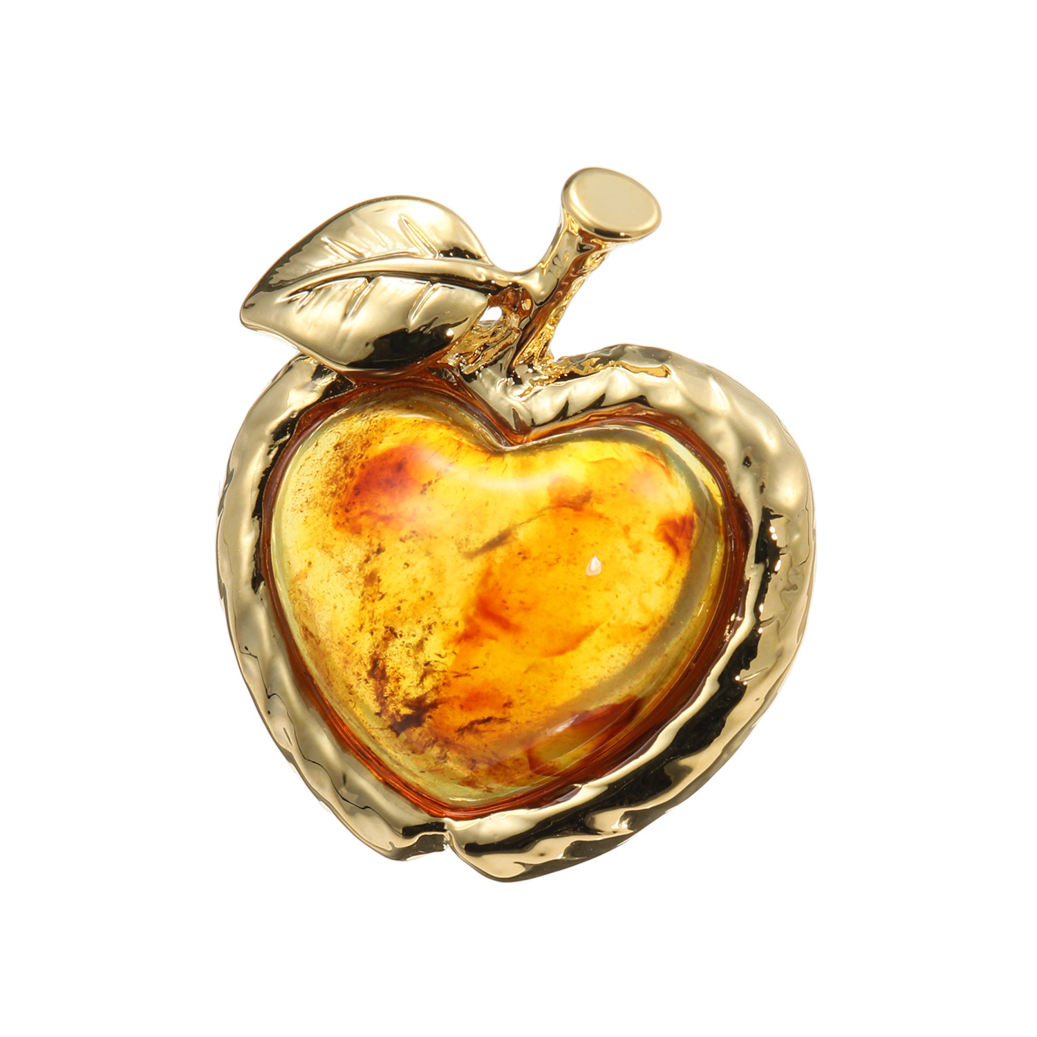 久慈琥珀 アンブロイド アップルモティーフ ブローチ