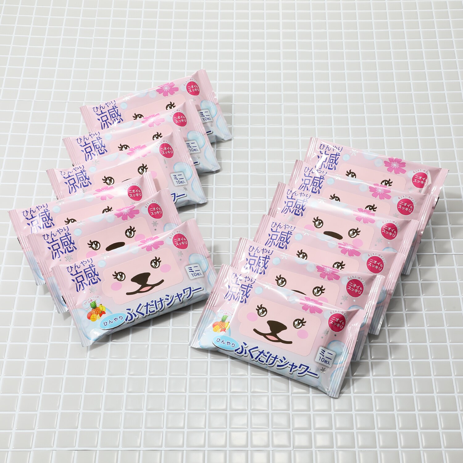 汗すっきり！ ひんやり ふくだけシャワー フルーティー シャボンの香り ＜ミニサイズ＞ １２パックセット