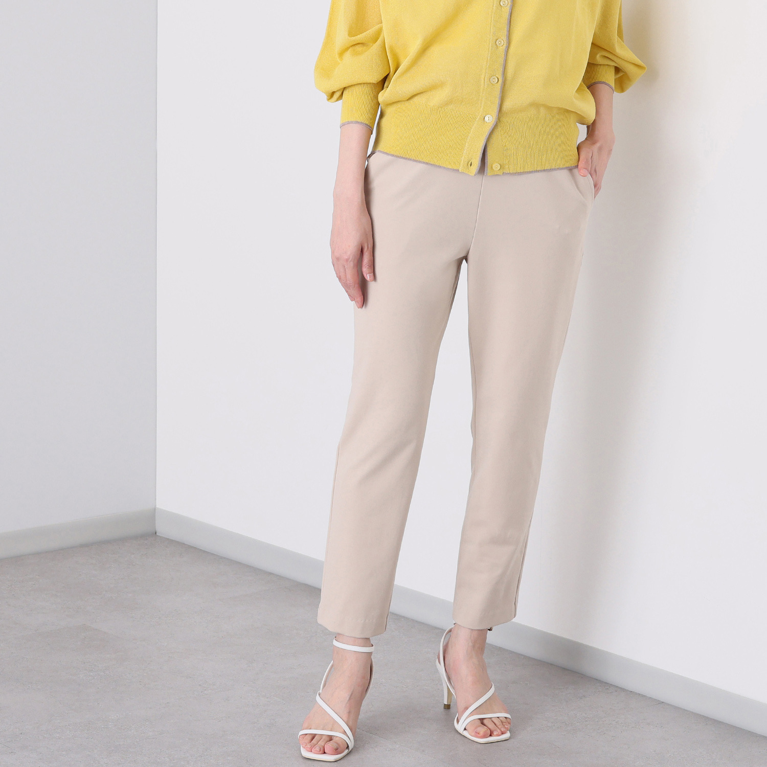 上質ごこち 綿混高密度 スティック アンクルパンツ