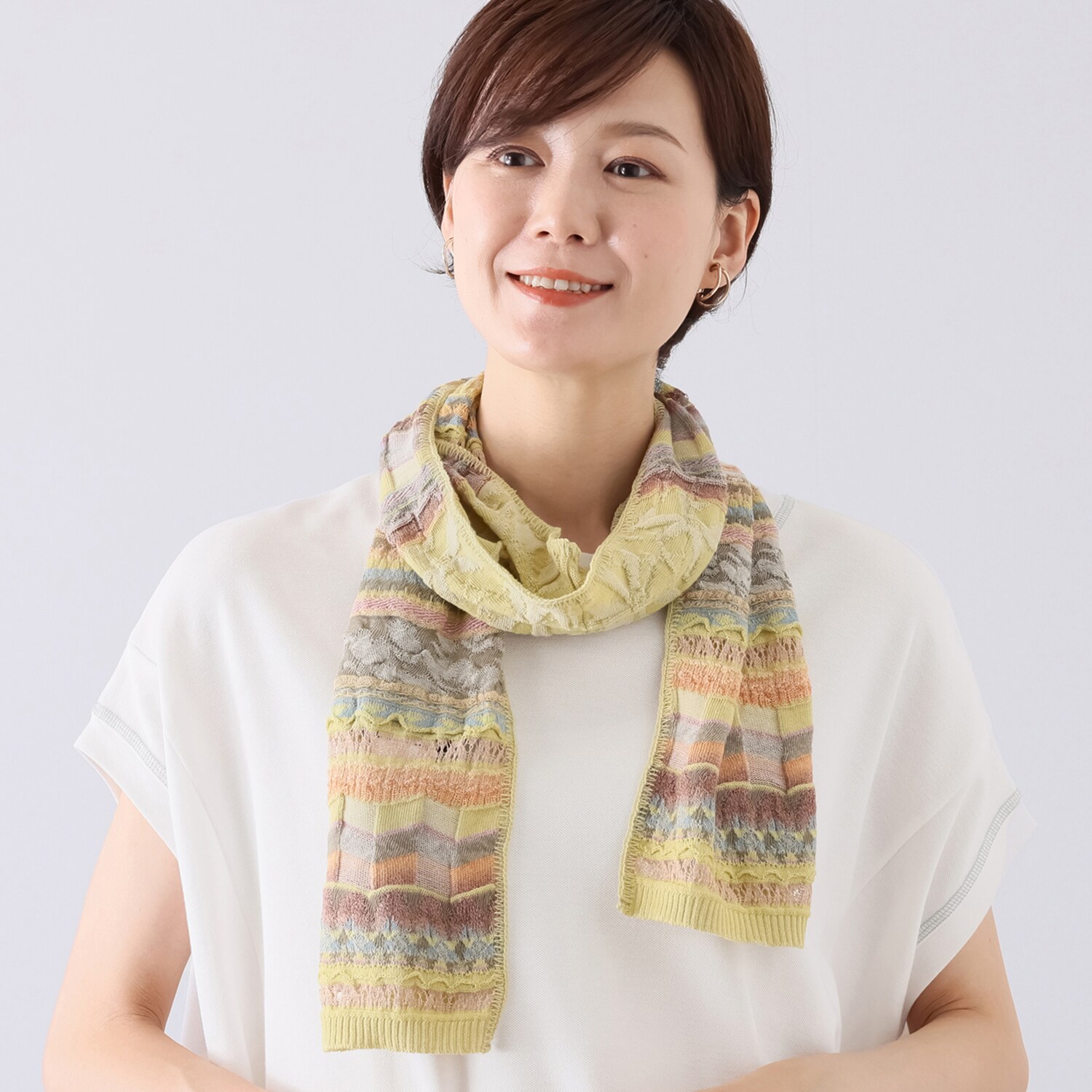 エム アンド キョウコ ジャガードニットマフラー- ショップチャンネル 