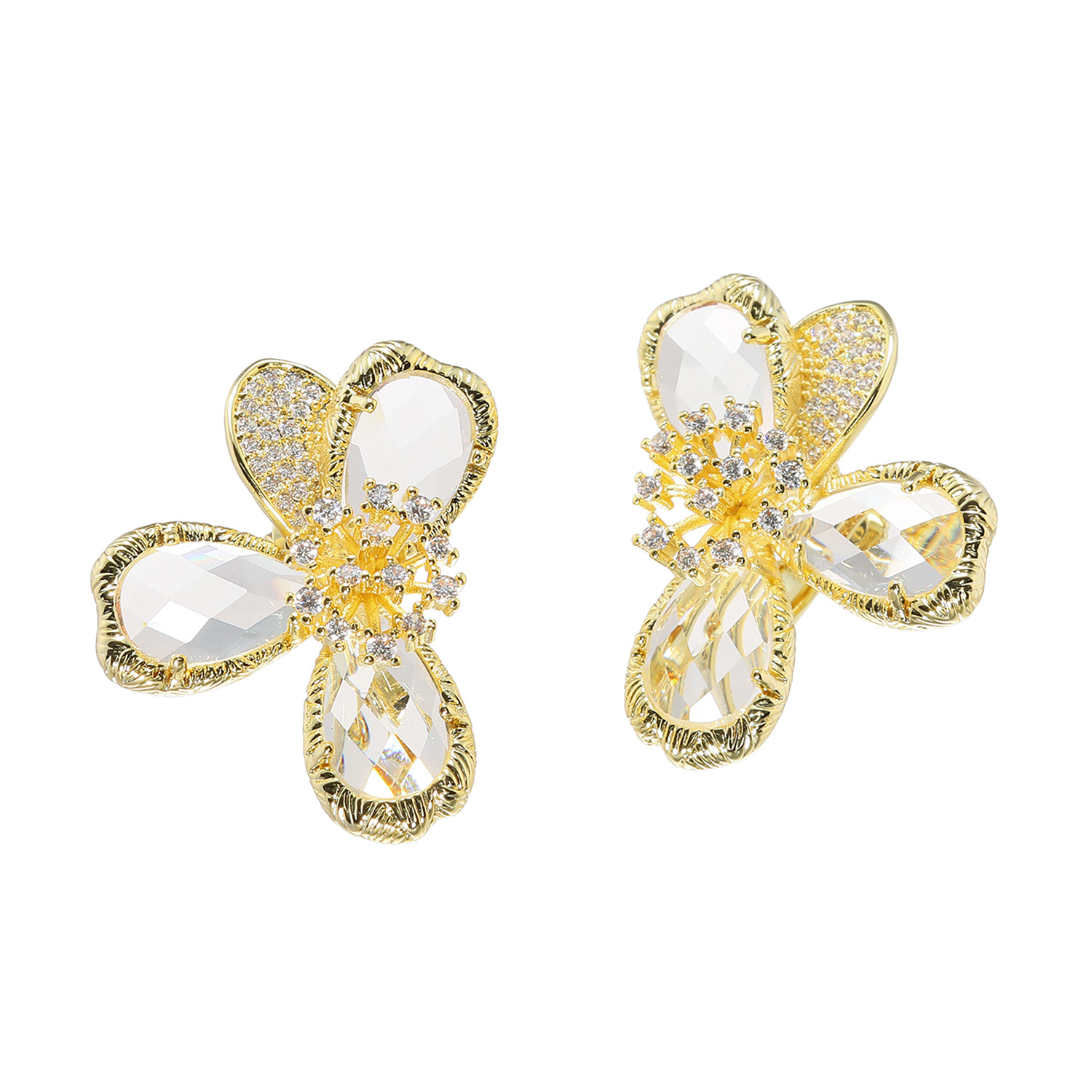 ユキコ　ハナイ スタイリッシュ フラワーモティーフ イヤリング／ピアス