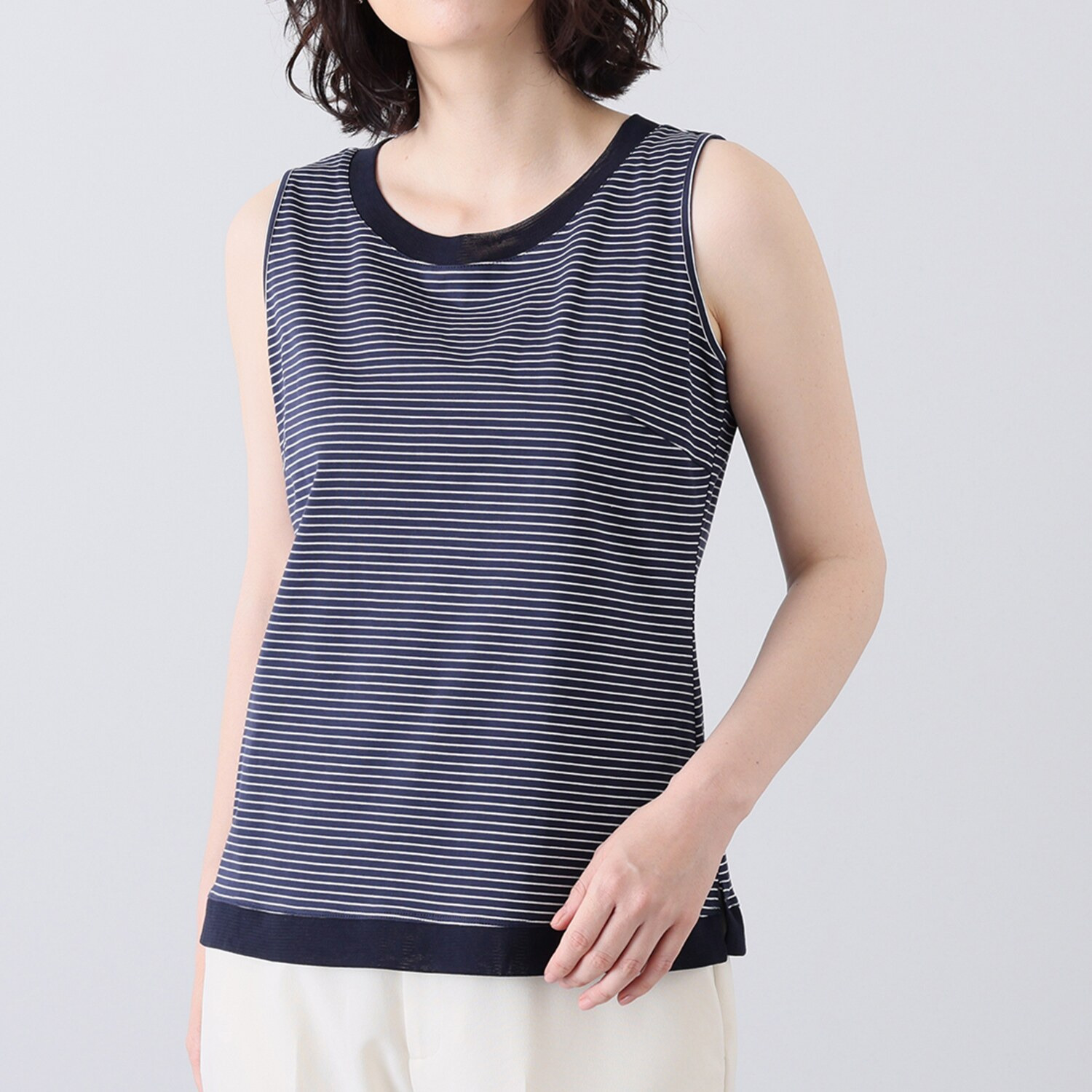 レ・ラリック チュール切替 ボーダータンクトップ