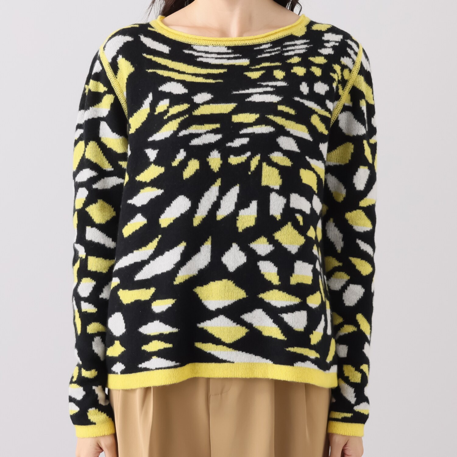 モカサン　ジュンコシマダ カシミヤ１００％ ジャガードニット プルオーバー