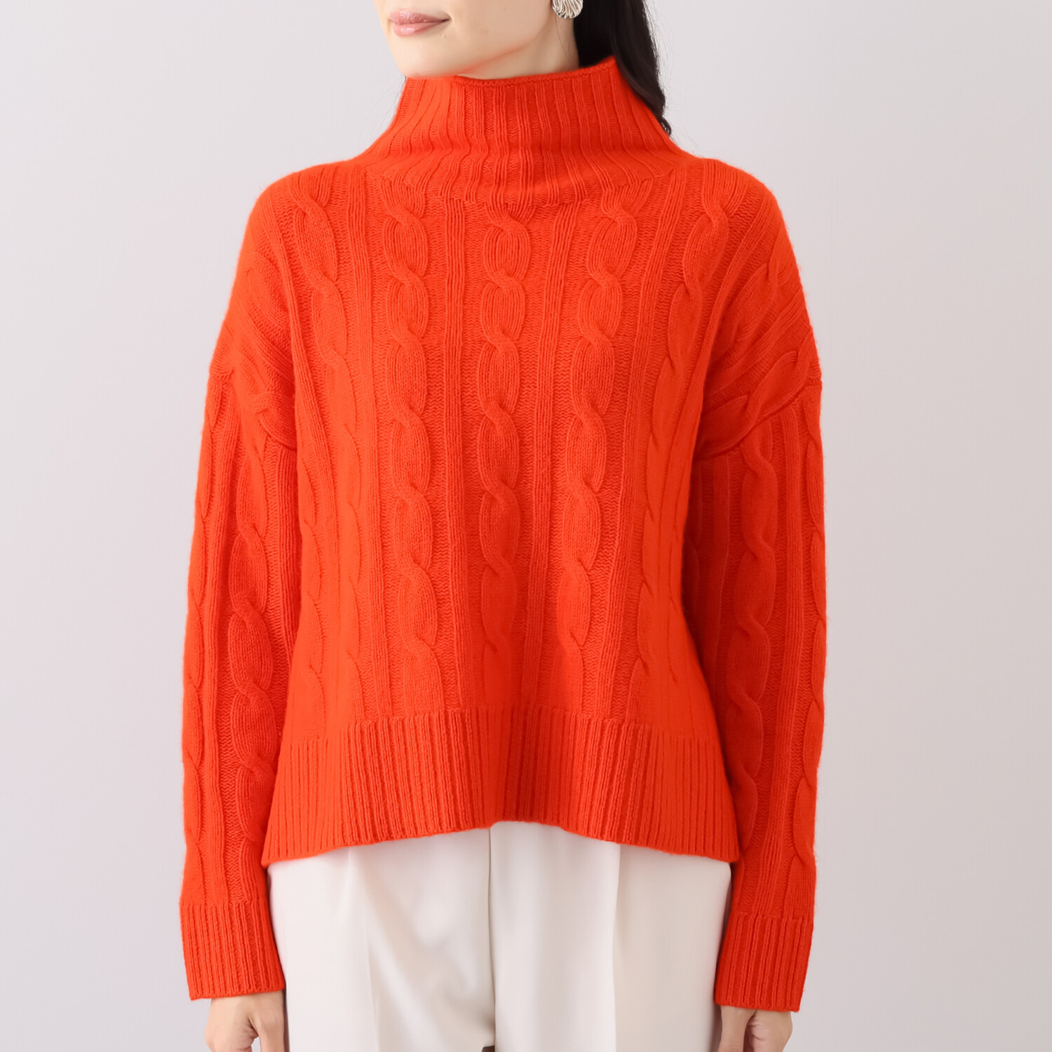 モカサン　ジュンコシマダ カシミヤ１００％ ケーブルニット プルオーバー