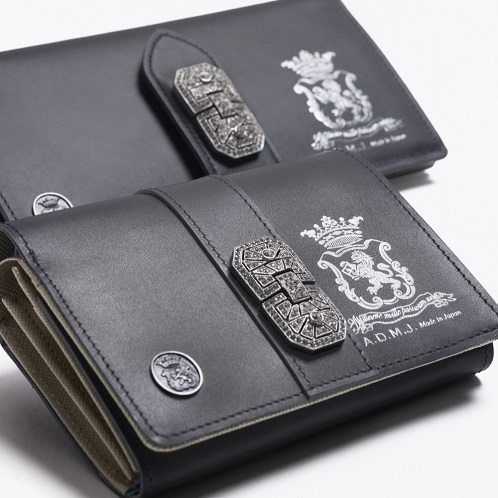 ♥ADMJイタリアンレザー　スワロフスキーアールデコ　スモールウォレットプラチナ エーディーエムジェイ イタリアンレザー アールデコモティーフ