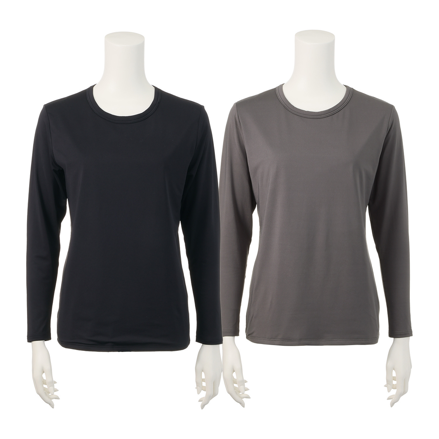 ブリーズテックス 防風　透湿 裏起毛 後ろ当て布付き クルーネック長袖インナー ２枚セット