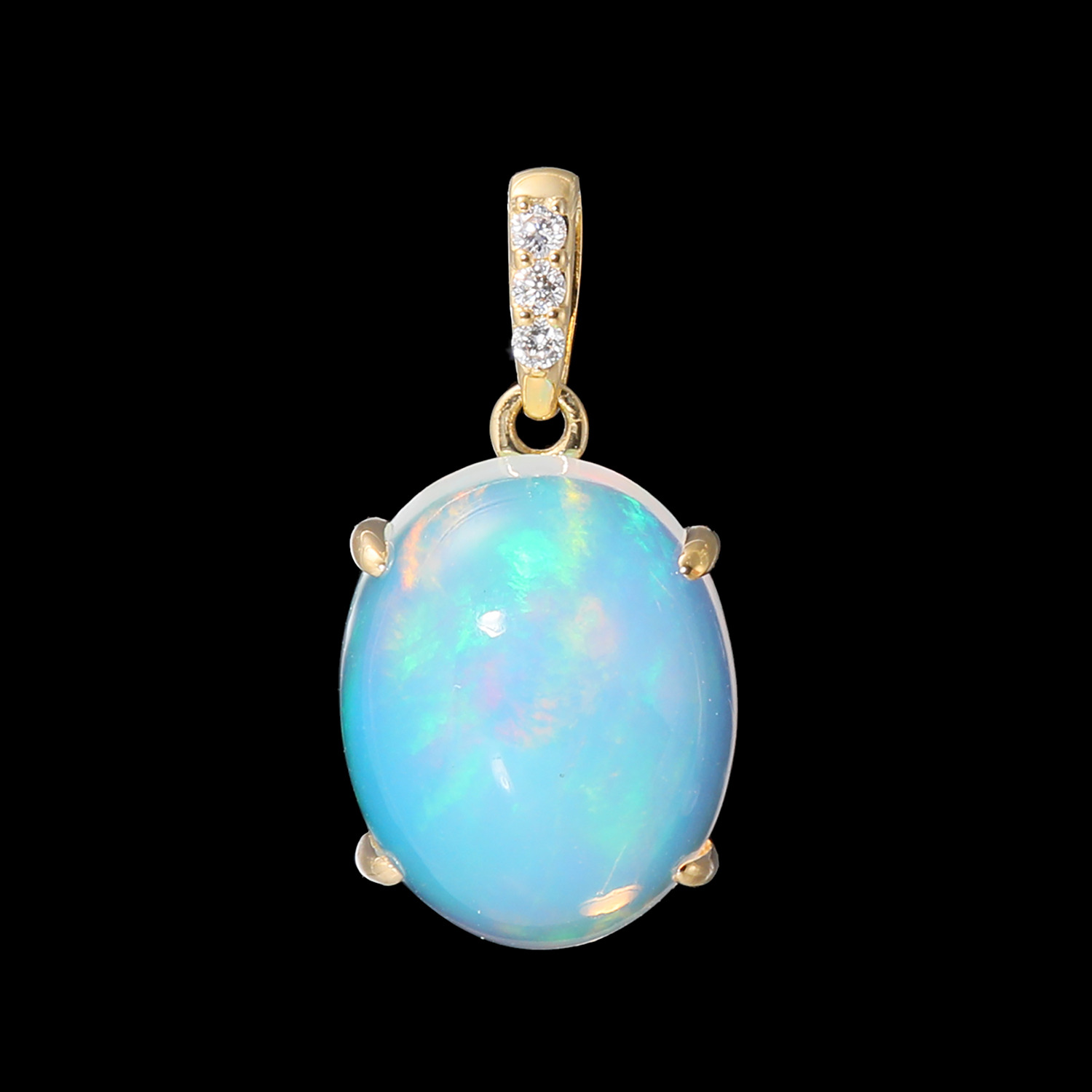 エクラトリエ １８Ｋ オパール＆ ダイヤモンド レインボーフロート ペンダントトップ