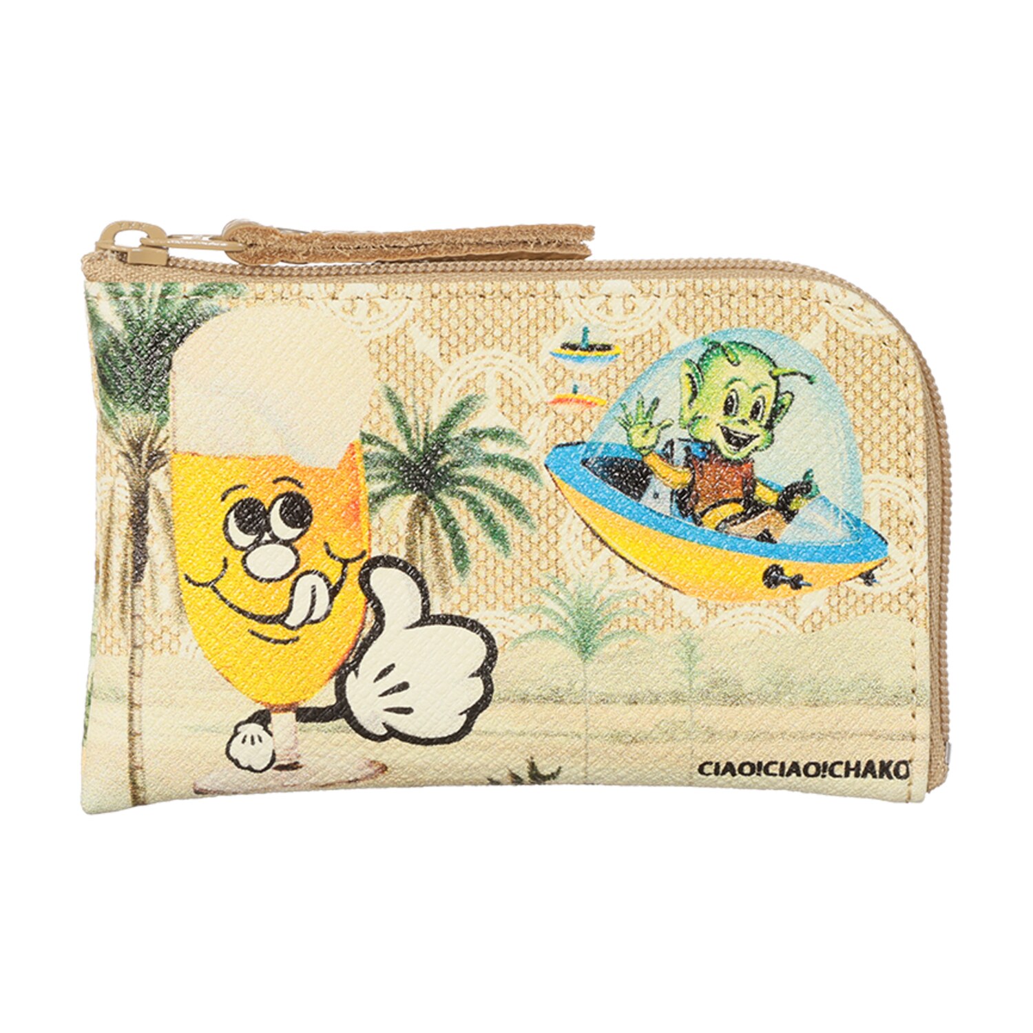 チャオチャオチャコ 牛革型押し オリジナルプリント ミニミニウォレット “ココナッツ”