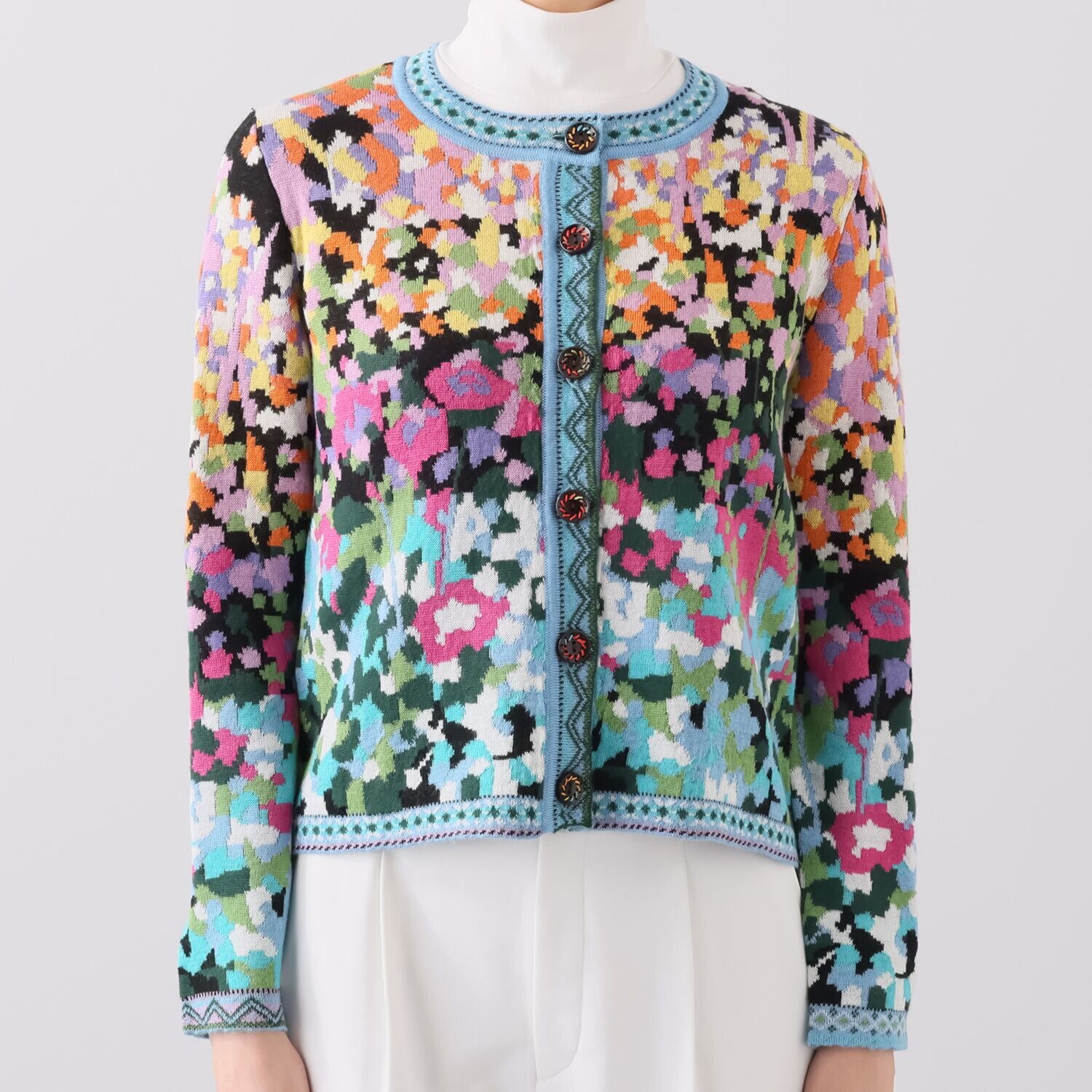 ポピーレッド ジャガードカーディガン “シャン・ド・フルール”