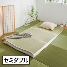 イケヒコ 国産無染色い草で さらり快適！ ミラクル敷きパッド ＜セミダブル＞ 