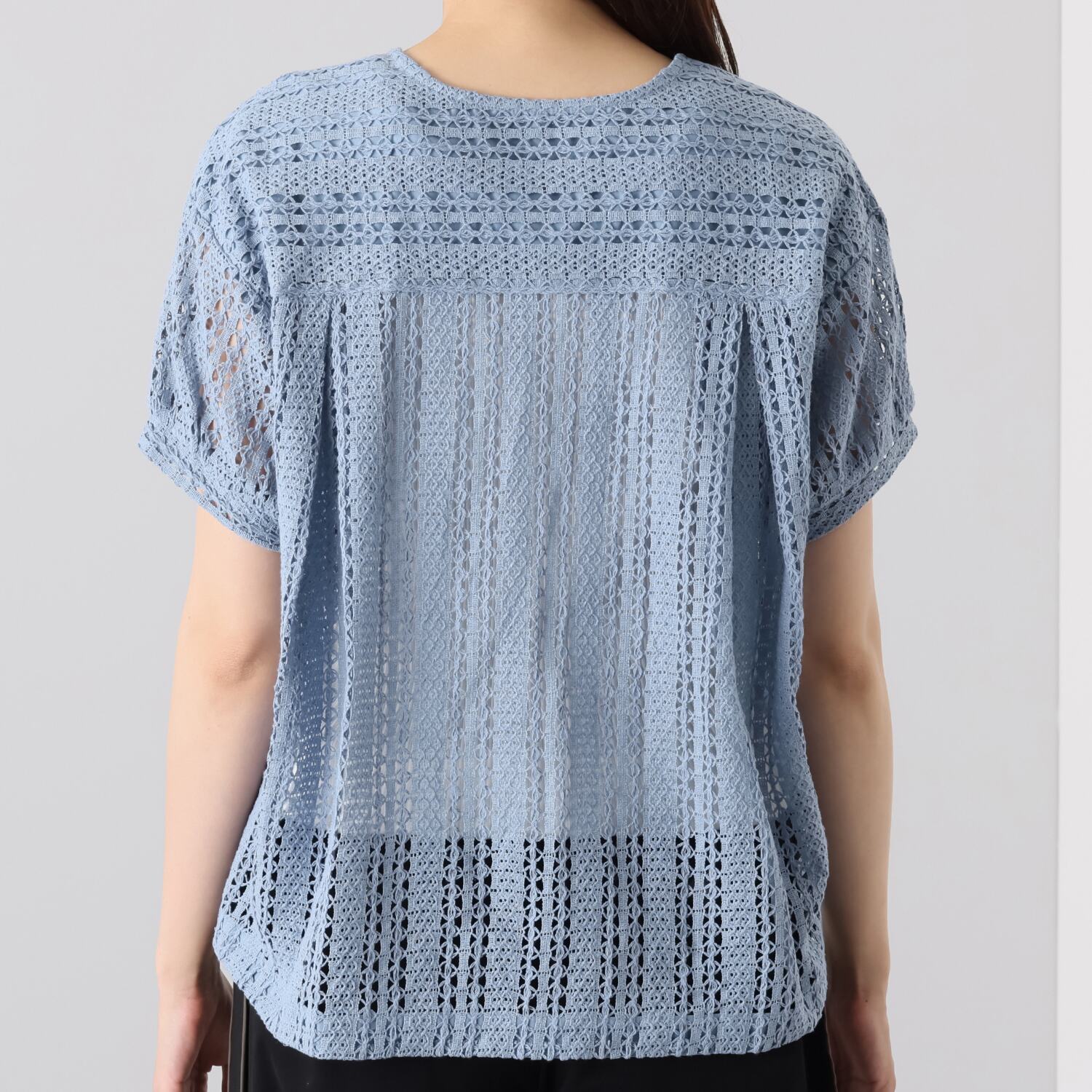 スタイル・ラヴィー カラミ織 ヘンリーネック ガーリープルオーバー