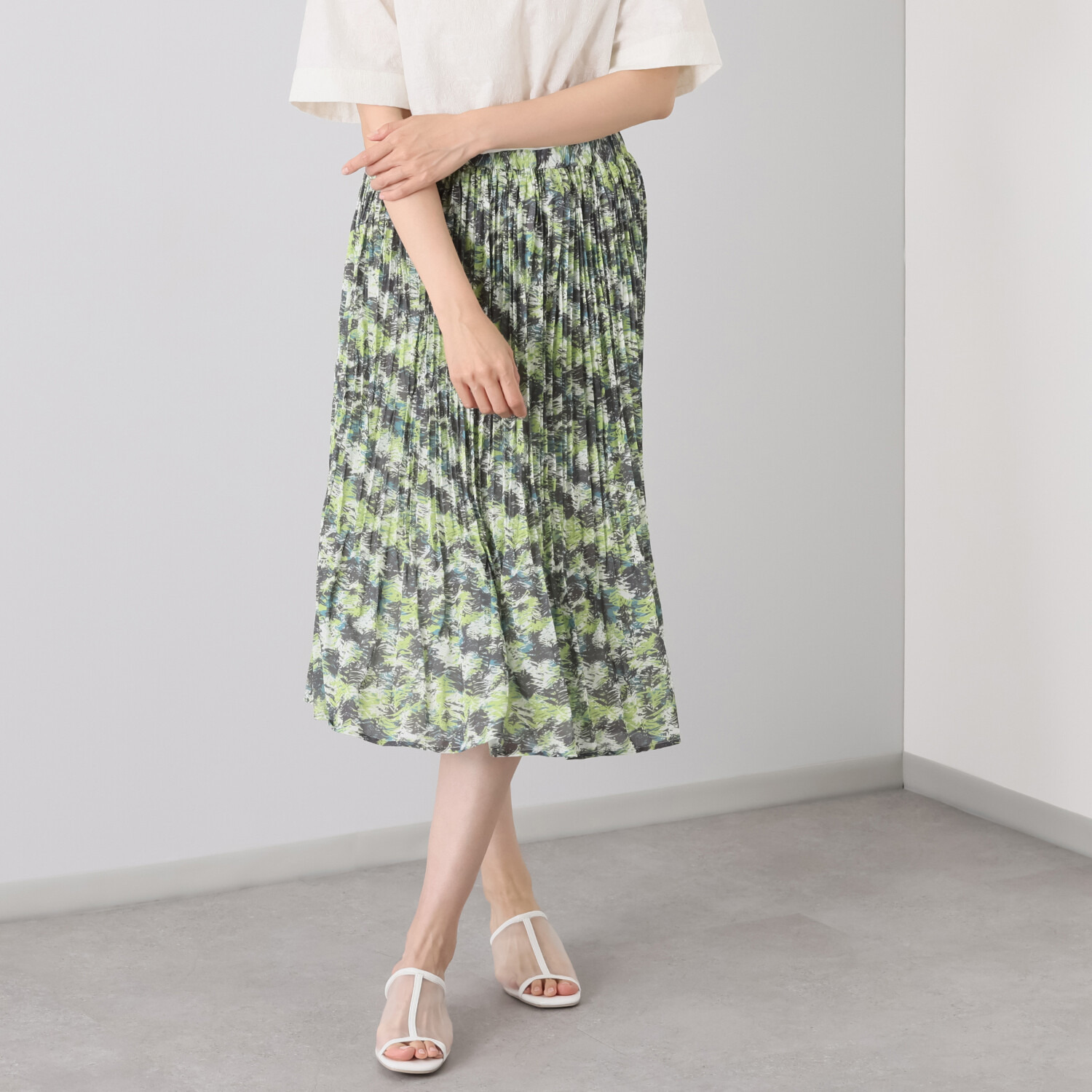 イヴァナ・ヘルシンキ 北欧プリント 楊柳プリーツスカート