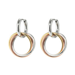 デイスティー サージカルステンレス ３連サークルデザイン ２ウェイ トリカラーピアス