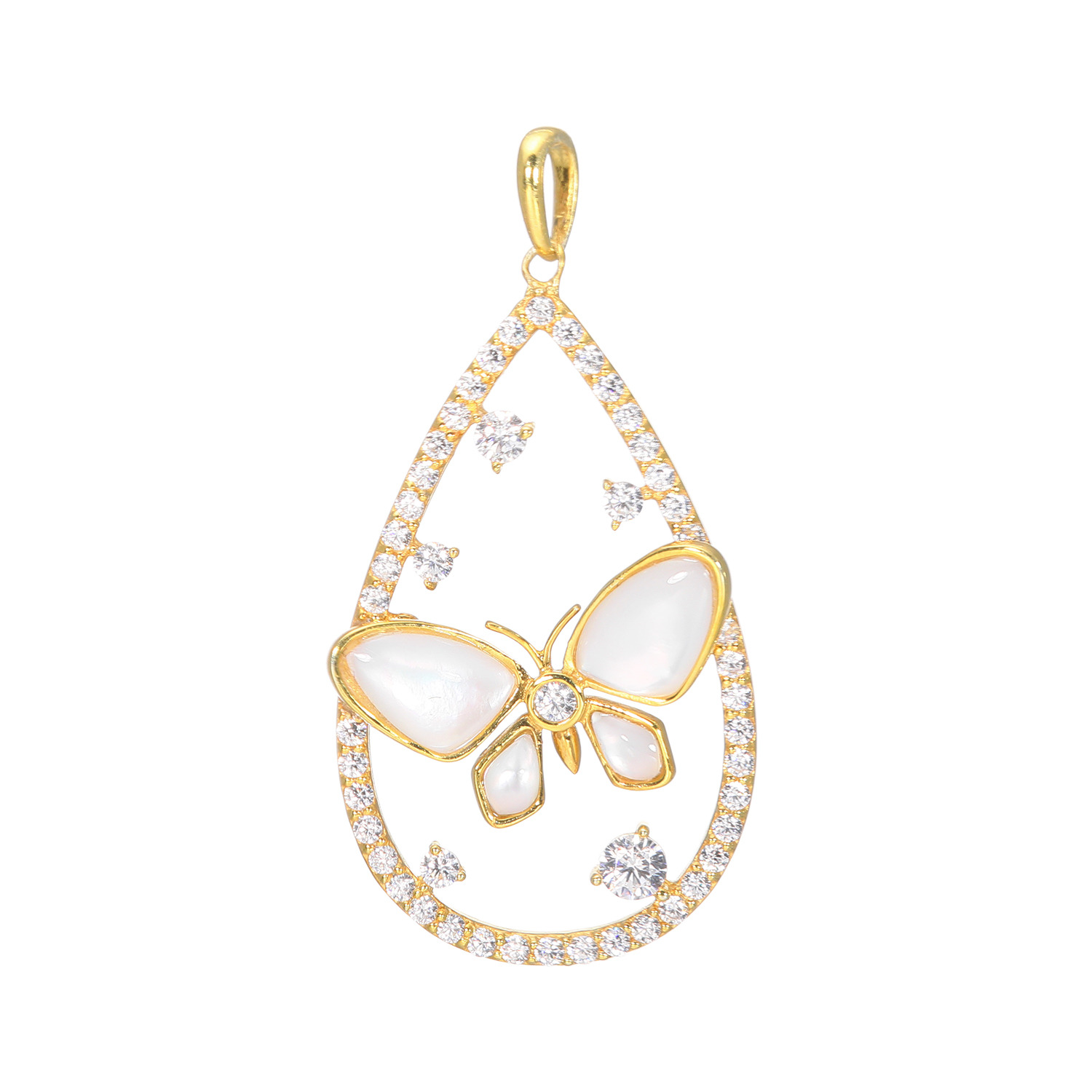 ルチェルーナ シルバー マザーオブパール＆ CZ フラッター