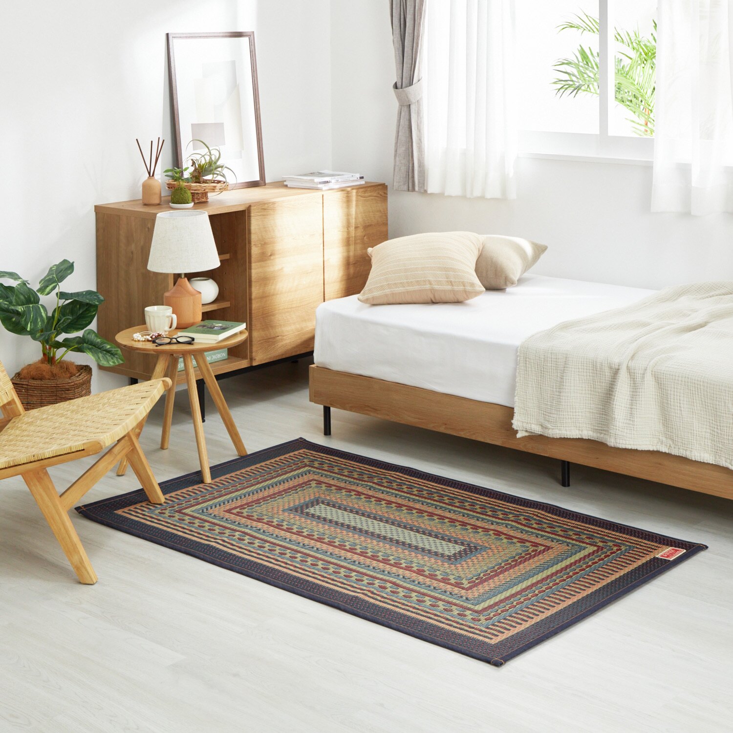 イケヒコ×カイハラデニム 日本産い草を使用した モダンラグ ＜９５×１５０ｃｍ＞