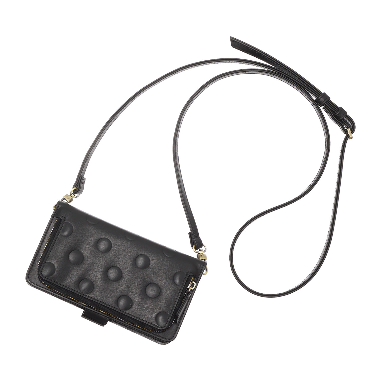 ズッケロ カウレザー ドットデザイン ストラップ付 スマートフォンケース