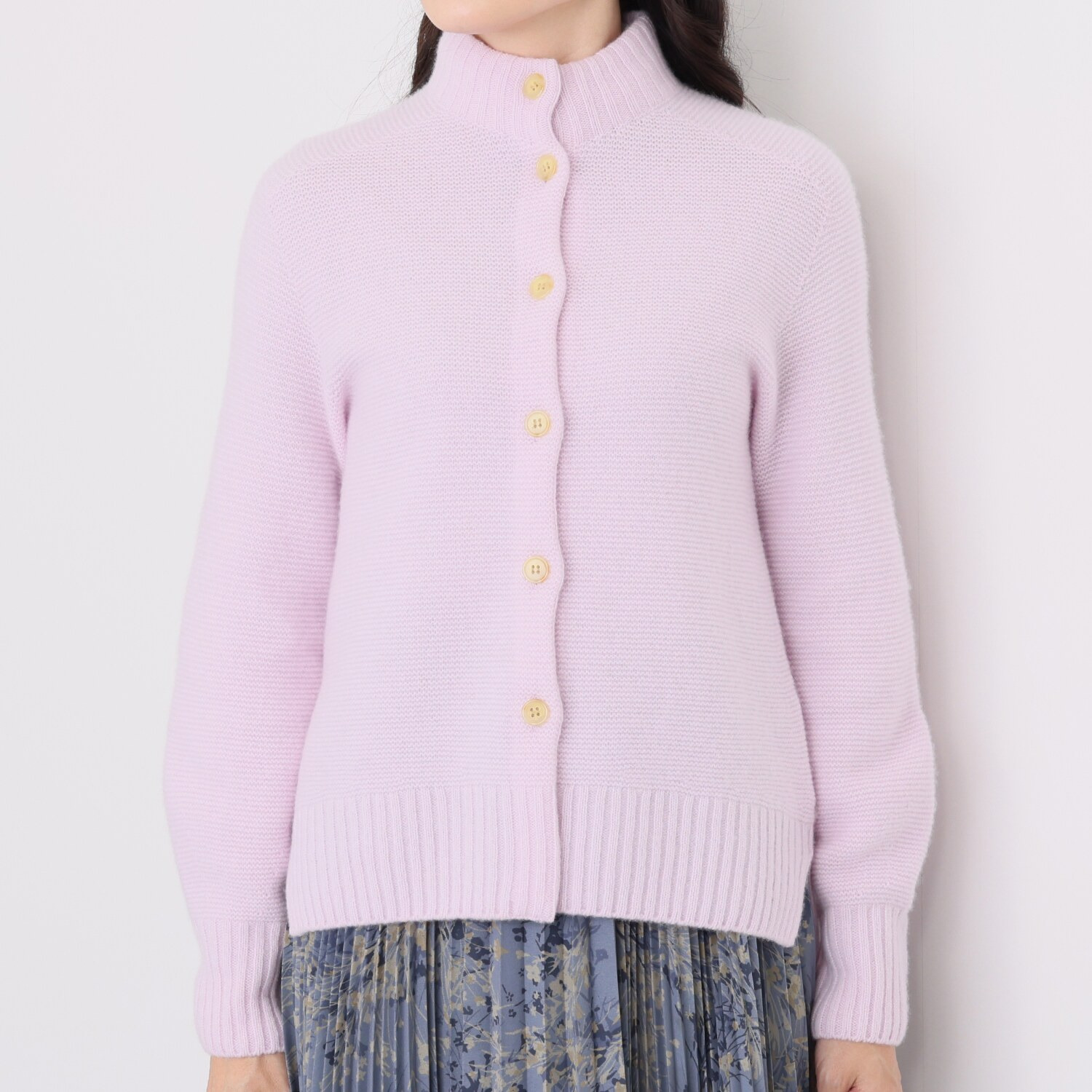 美品 ルーエンローズ カシミヤ100 パール編 ニットロングカーディガン ルーエン ローズ 日本製 内モンゴル産 カシミヤ100％ パール編