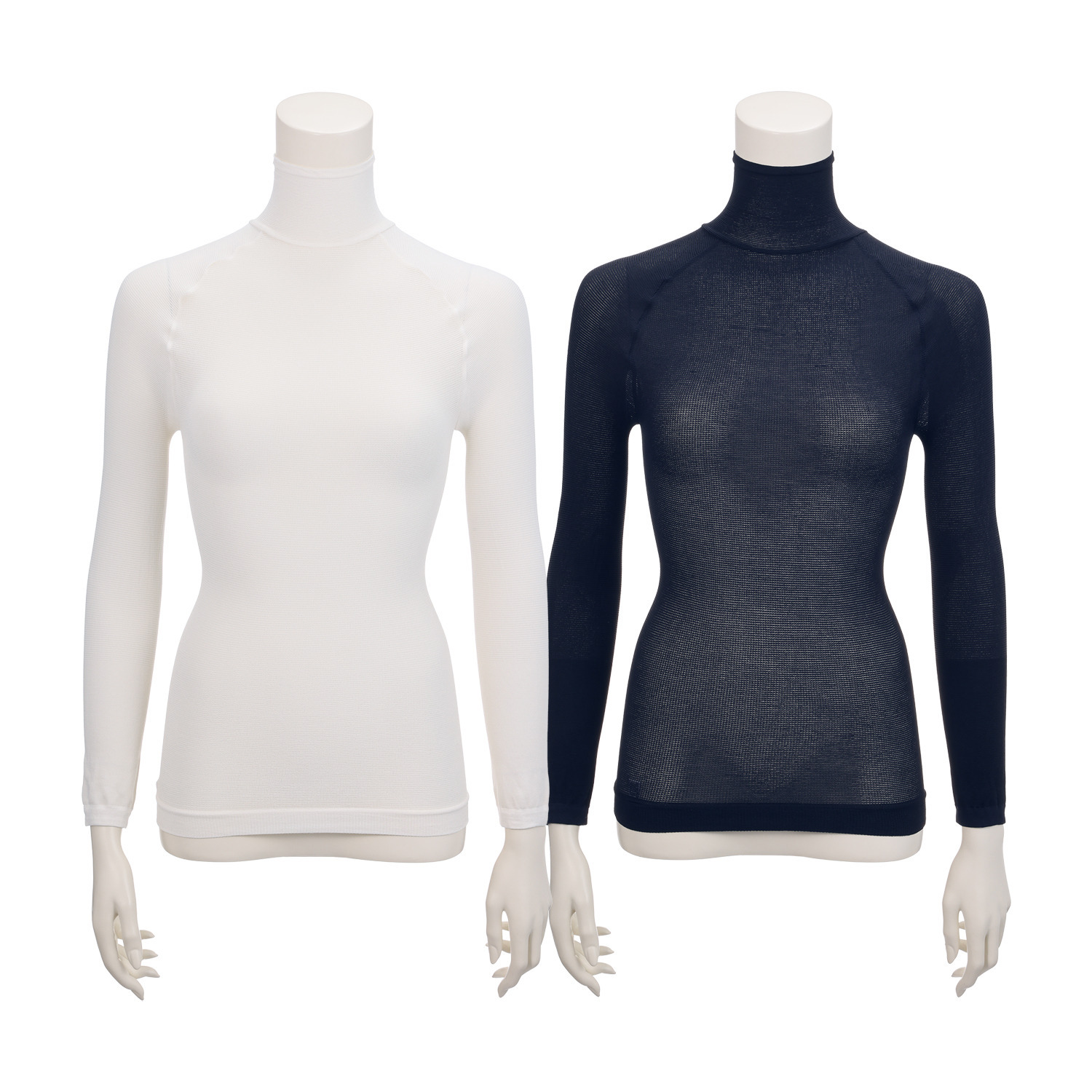 パフィールソフト 日本製 軽くて薄くて暖かい キュプラ混 ハイネック 長袖インナー２枚セット