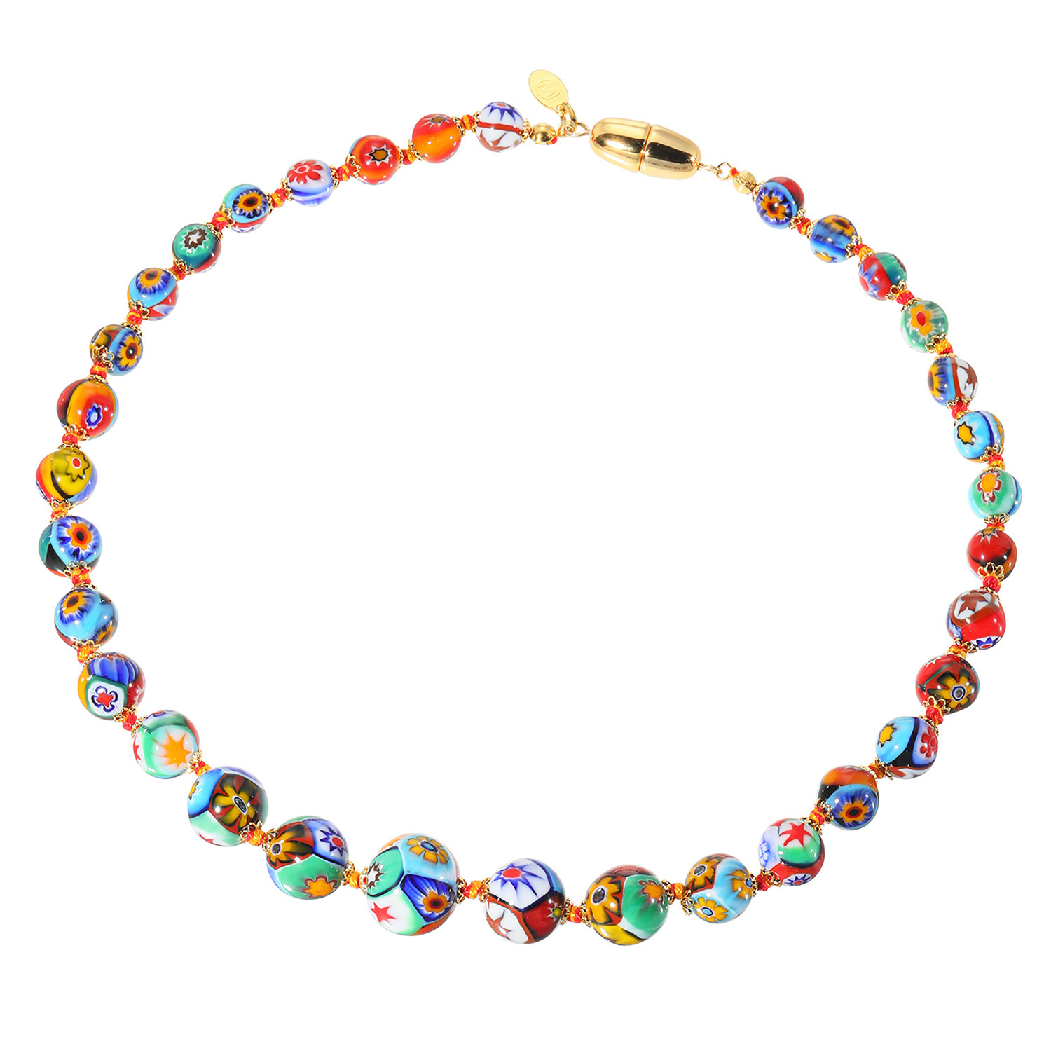 ベネチアムラーノガラスマルチビーズネックレス