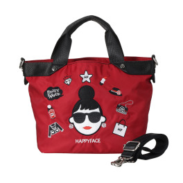 ハッピーフェイス はっ水 レディーエマ刺しゅう 多機能 ショルダートート ＜Ｍ＞