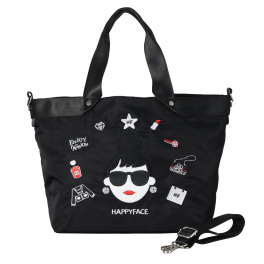 ハッピーフェイス はっ水 レディーエマ刺しゅう 多機能 ショルダートート ＜Ｌ＞