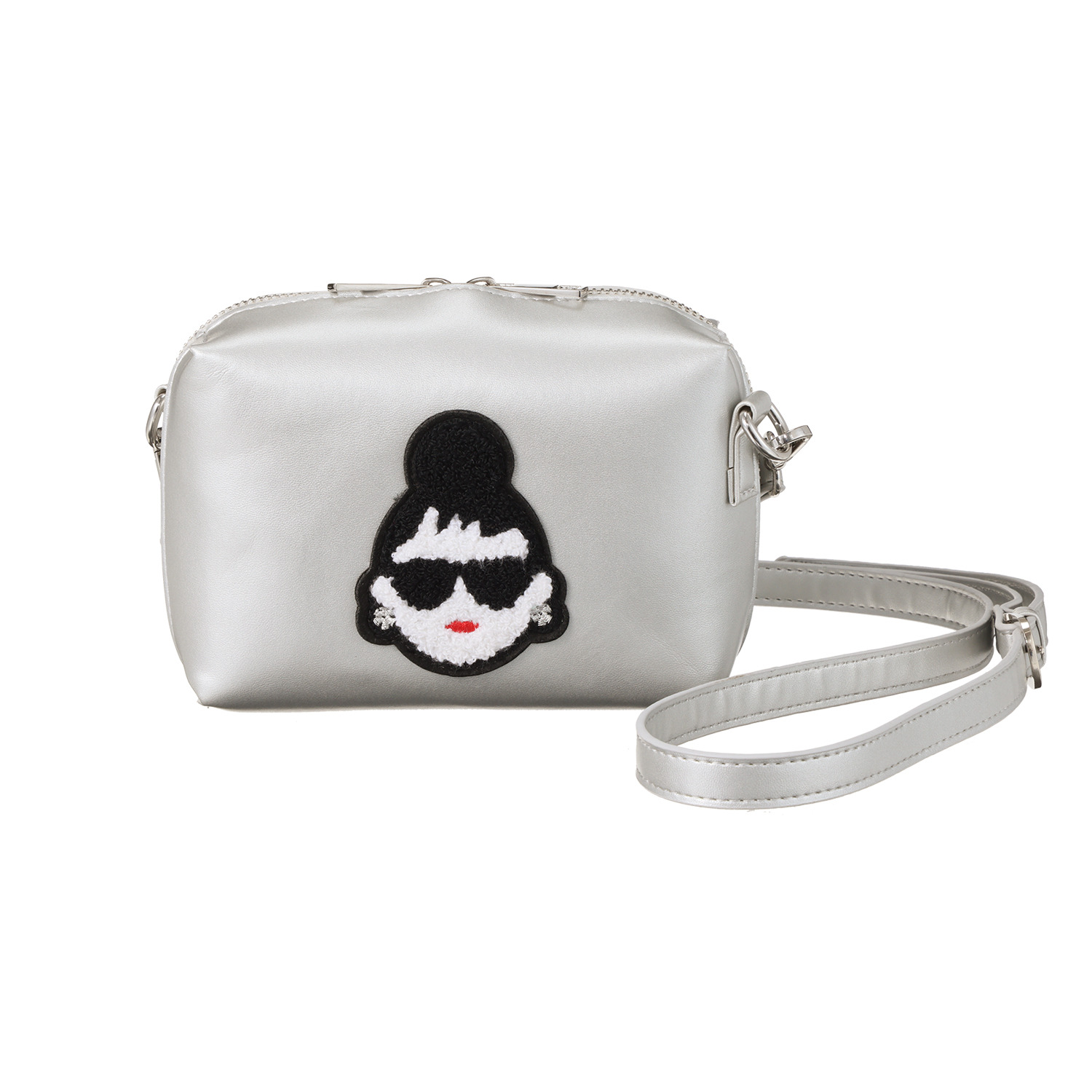 ハッピーフェイス レディーエマフェイス 相良刺しゅう レザー風ショルダーポーチ